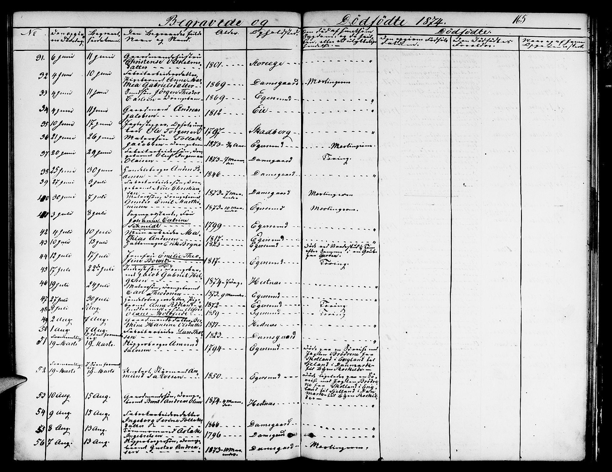 Eigersund sokneprestkontor, AV/SAST-A-101807/S09/L0005: Parish register (copy) no. B 5, 1872-1881, p. 165