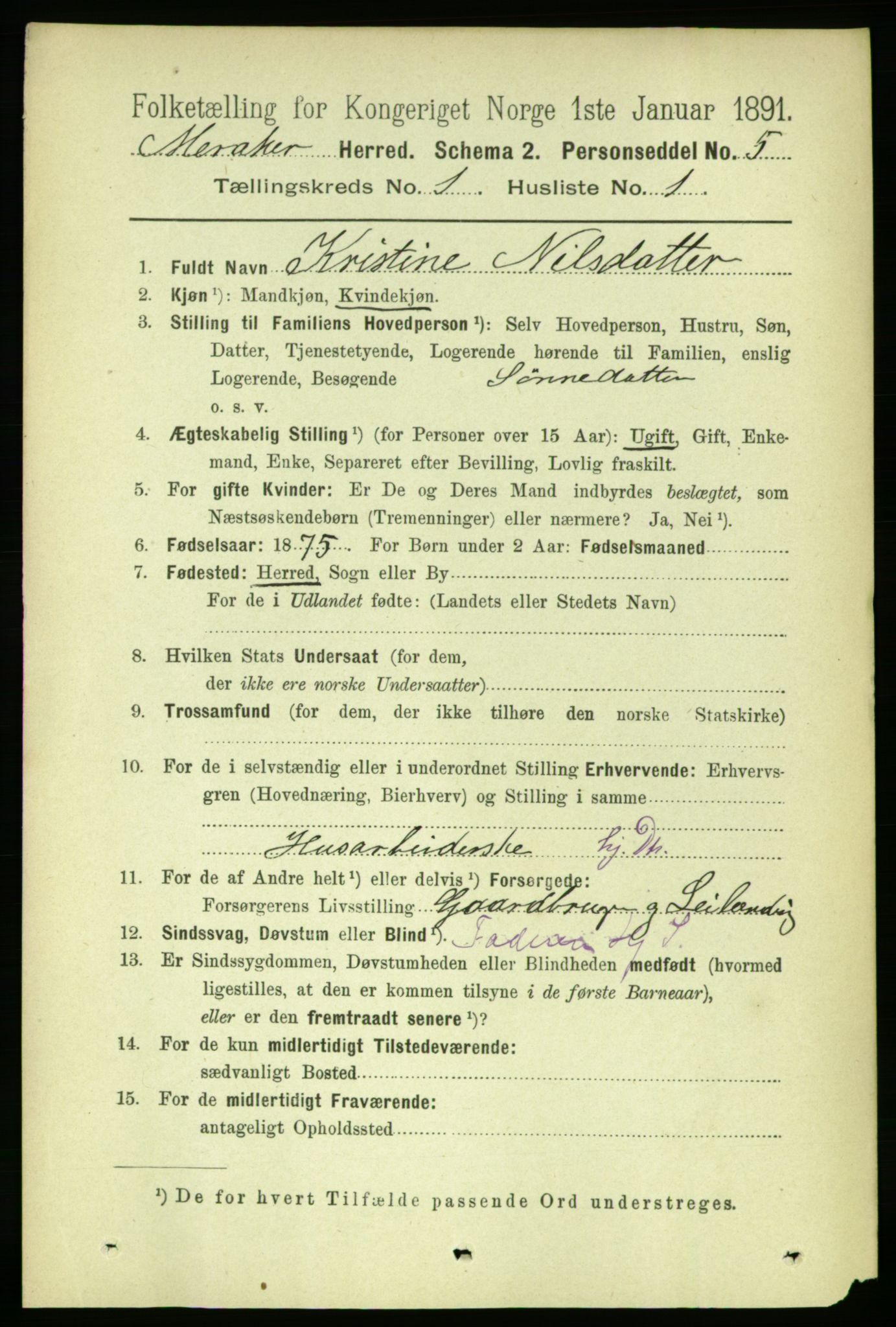 RA, 1891 census for 1711 Meråker, 1891, p. 83