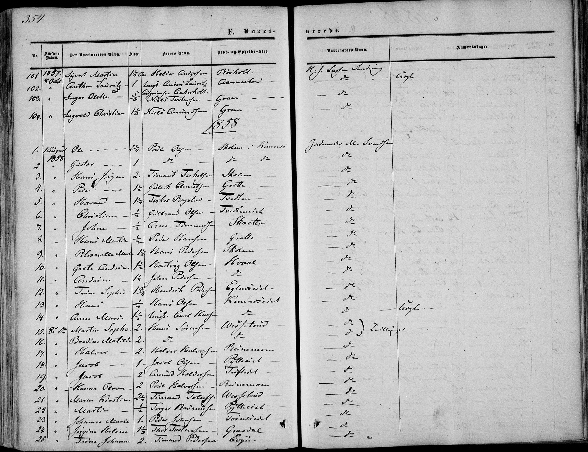 Sandsvær kirkebøker, SAKO/A-244/F/Fa/L0006: Parish register (official) no. I 6, 1857-1868, p. 354