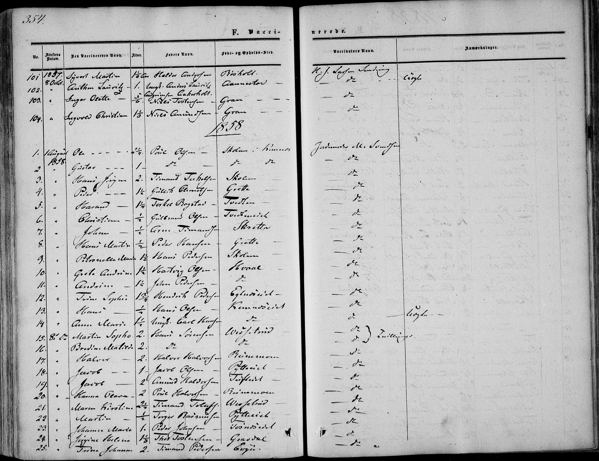Sandsvær kirkebøker, AV/SAKO-A-244/F/Fa/L0006: Parish register (official) no. I 6, 1857-1868, p. 354