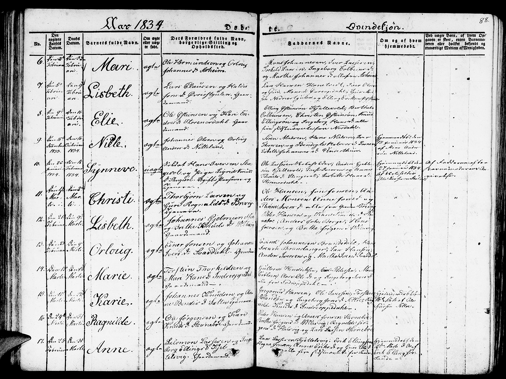 Gulen sokneprestembete, AV/SAB-A-80201/H/Haa/Haaa/L0019: Parish register (official) no. A 19, 1826-1836, p. 88