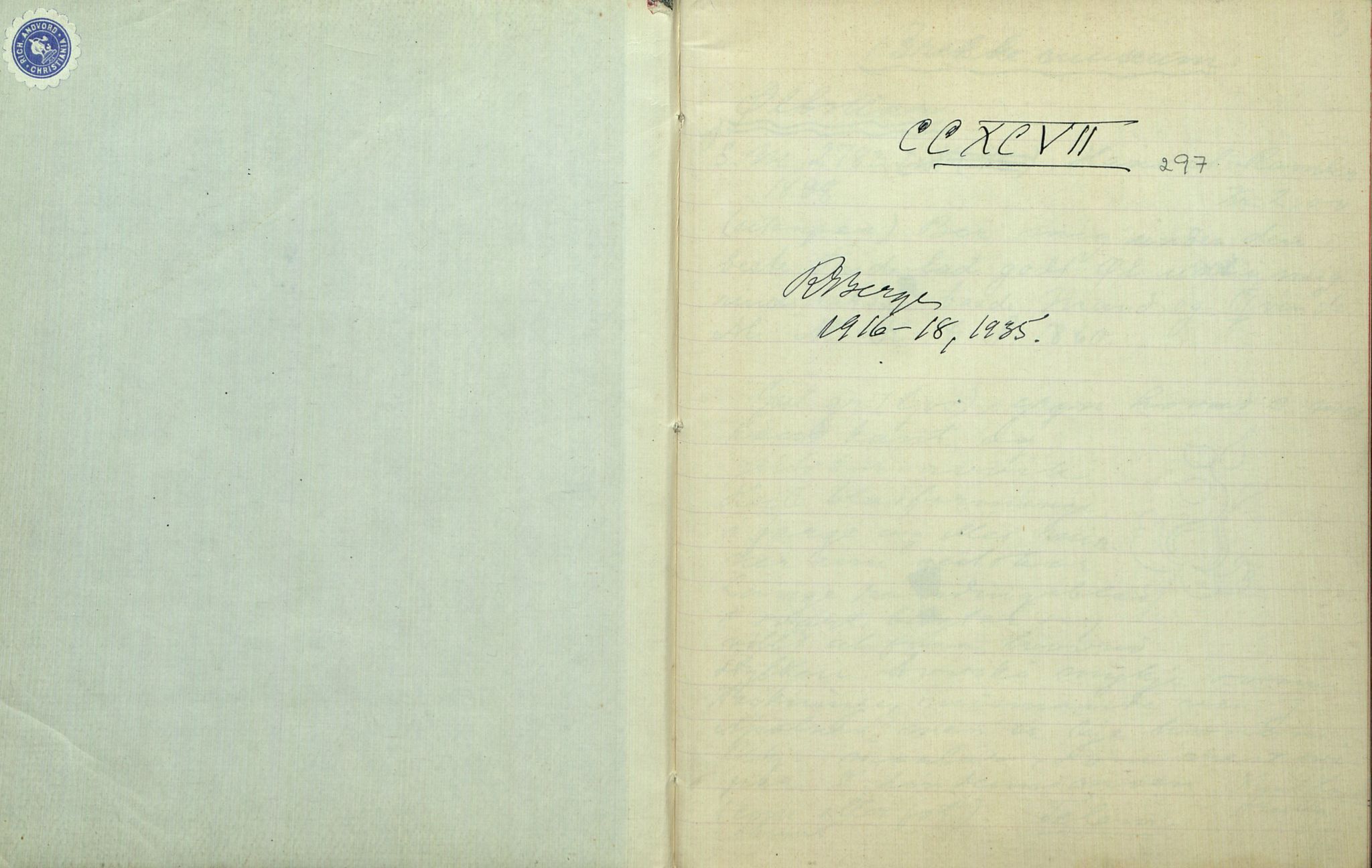 Rikard Berge, TEMU/TGM-A-1003/F/L0007/0047: 251-299 / 297 Registrering av ymse gjenstandar på Brekke museum, 1916-1935, p. 1