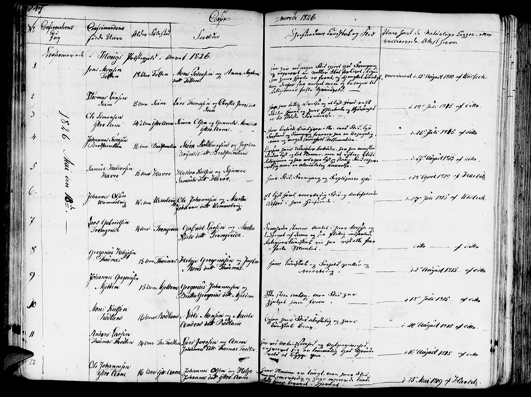 Haus sokneprestembete, SAB/A-75601/H/Haa: Parish register (official) no. A 13, 1821-1827, p. 247