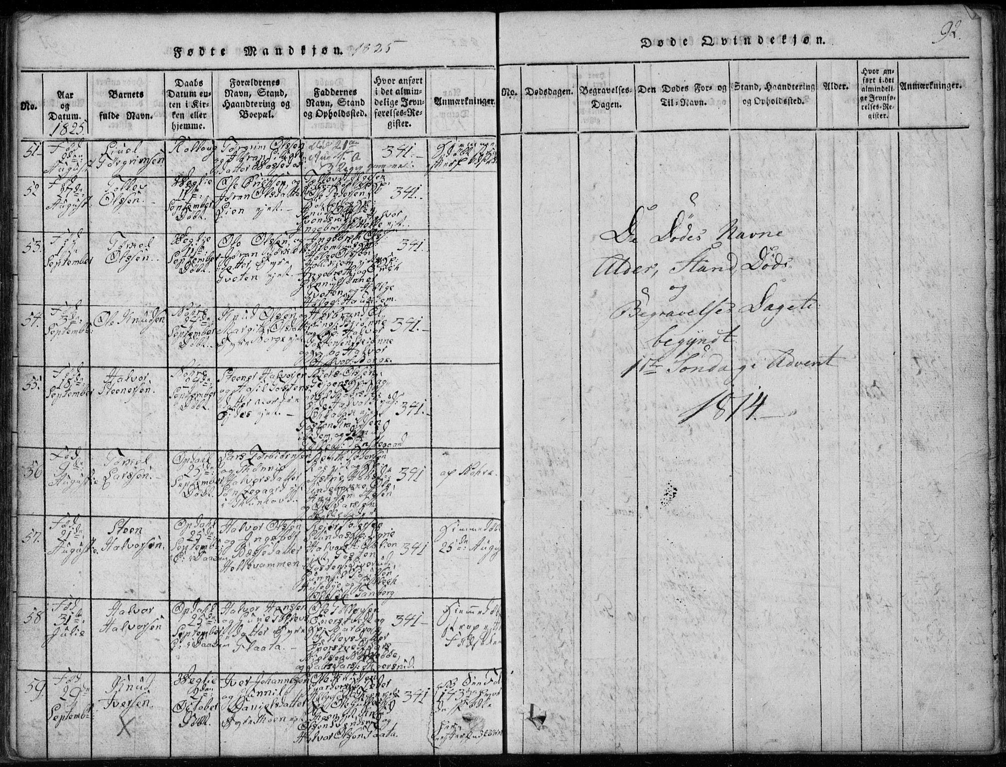 Rollag kirkebøker, AV/SAKO-A-240/G/Ga/L0001: Parish register (copy) no. I 1, 1814-1831, p. 92