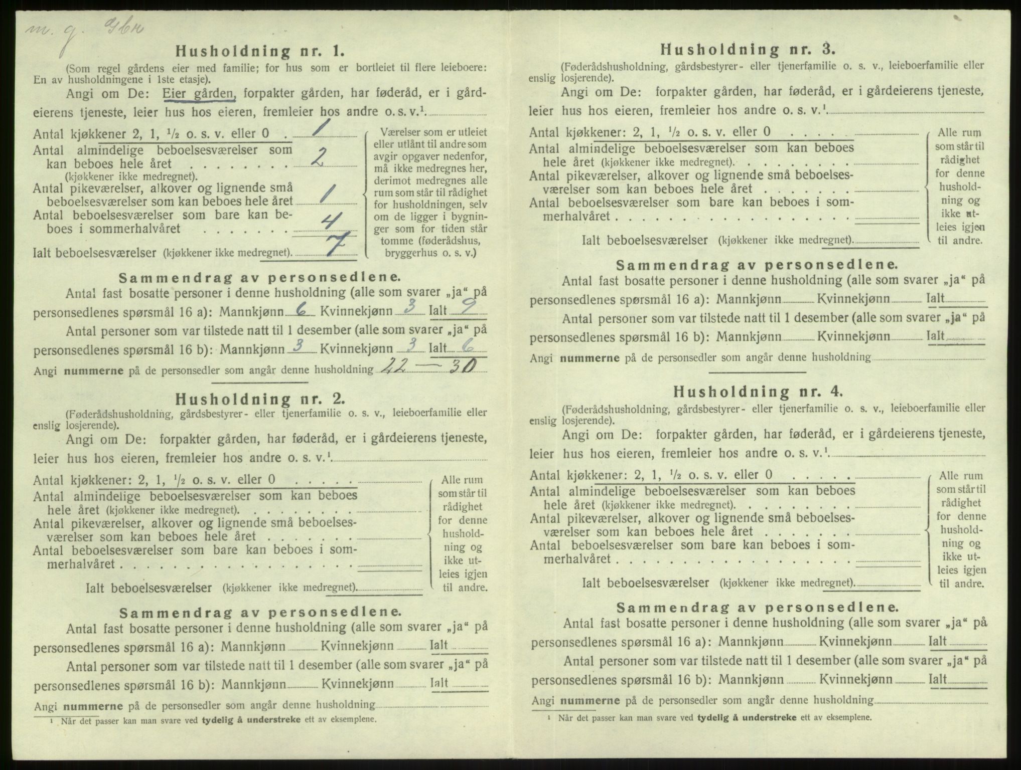 SAB, 1920 census for Gulen, 1920, p. 407