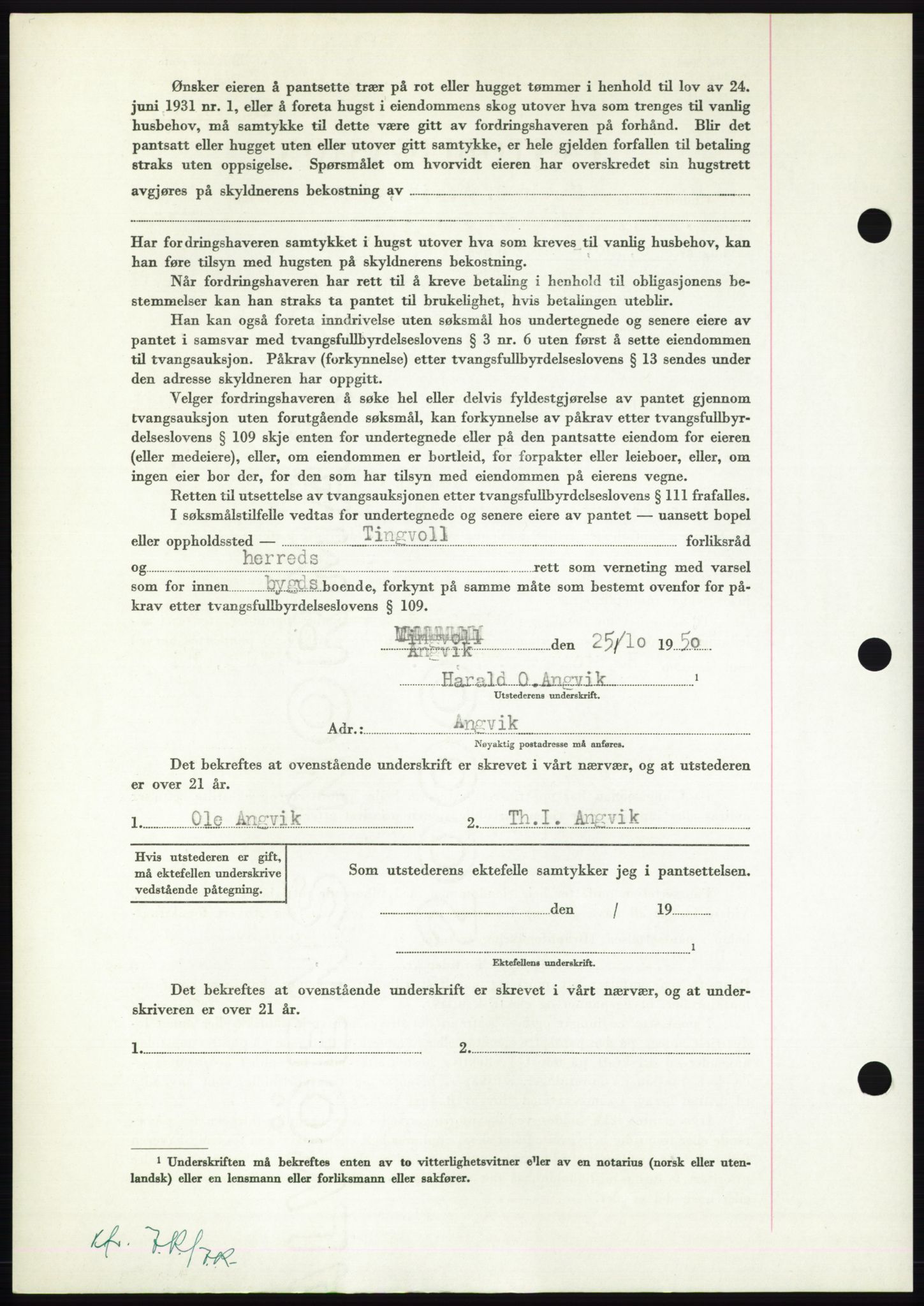 Nordmøre sorenskriveri, AV/SAT-A-4132/1/2/2Ca: Mortgage book no. B106, 1950-1950, Diary no: : 3915/1950