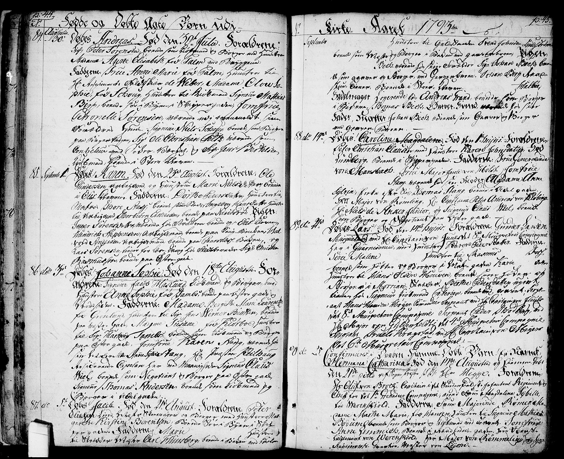 Halden prestekontor Kirkebøker, SAO/A-10909/F/Fa/L0002: Parish register (official) no. I 2, 1792-1812, p. 44-45