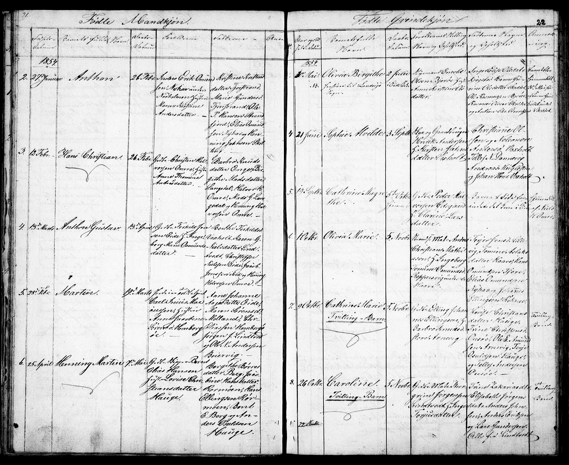 Hommedal sokneprestkontor, AV/SAK-1111-0023/F/Fb/Fba/L0002: Parish register (copy) no. B 2, 1841-1863, p. 22