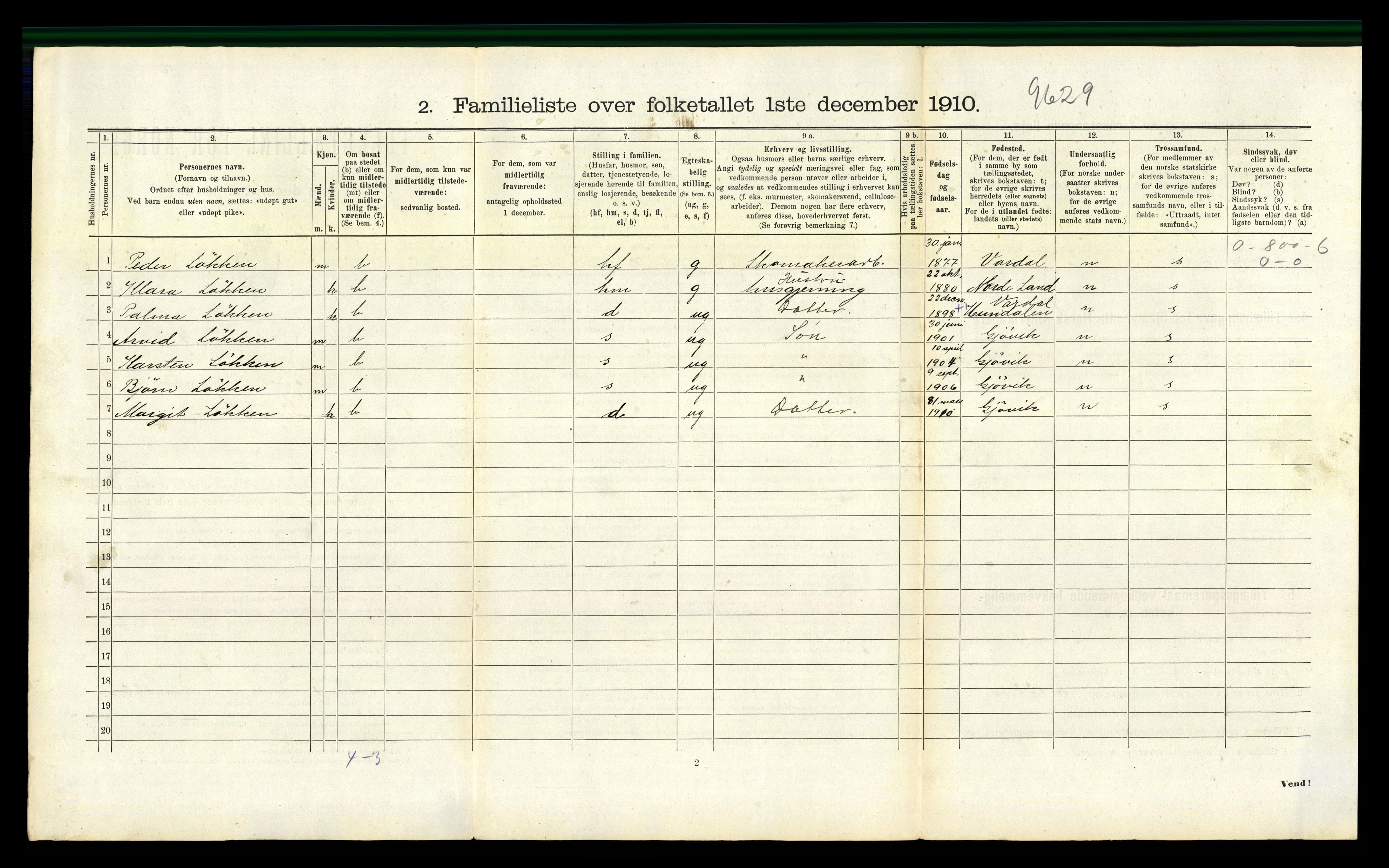 RA, 1910 census for Gjøvik, 1910, p. 1829