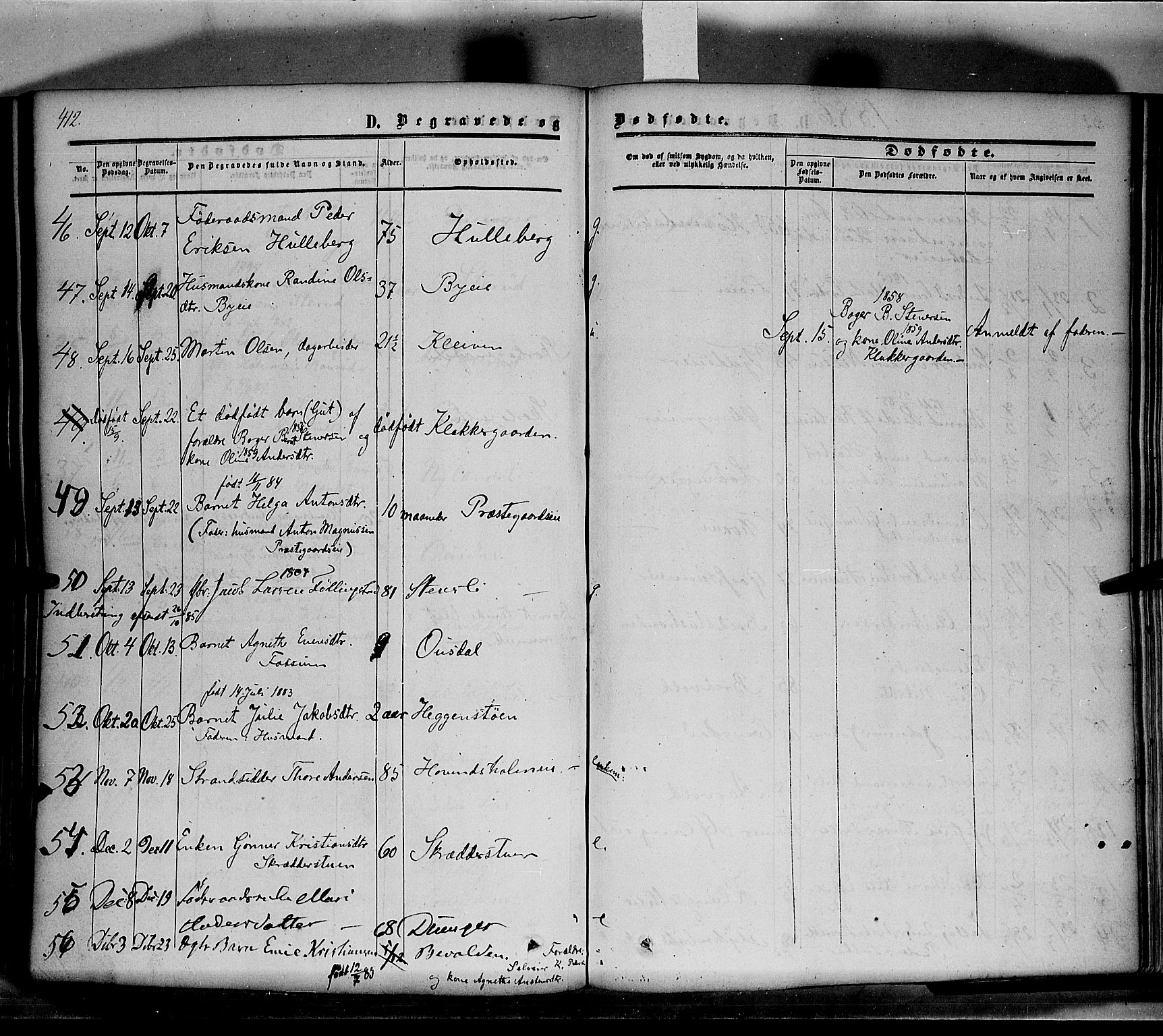 Nes prestekontor, Hedmark, SAH/PREST-020/K/Ka/L0004: Parish register (official) no. 4, 1852-1886, p. 412
