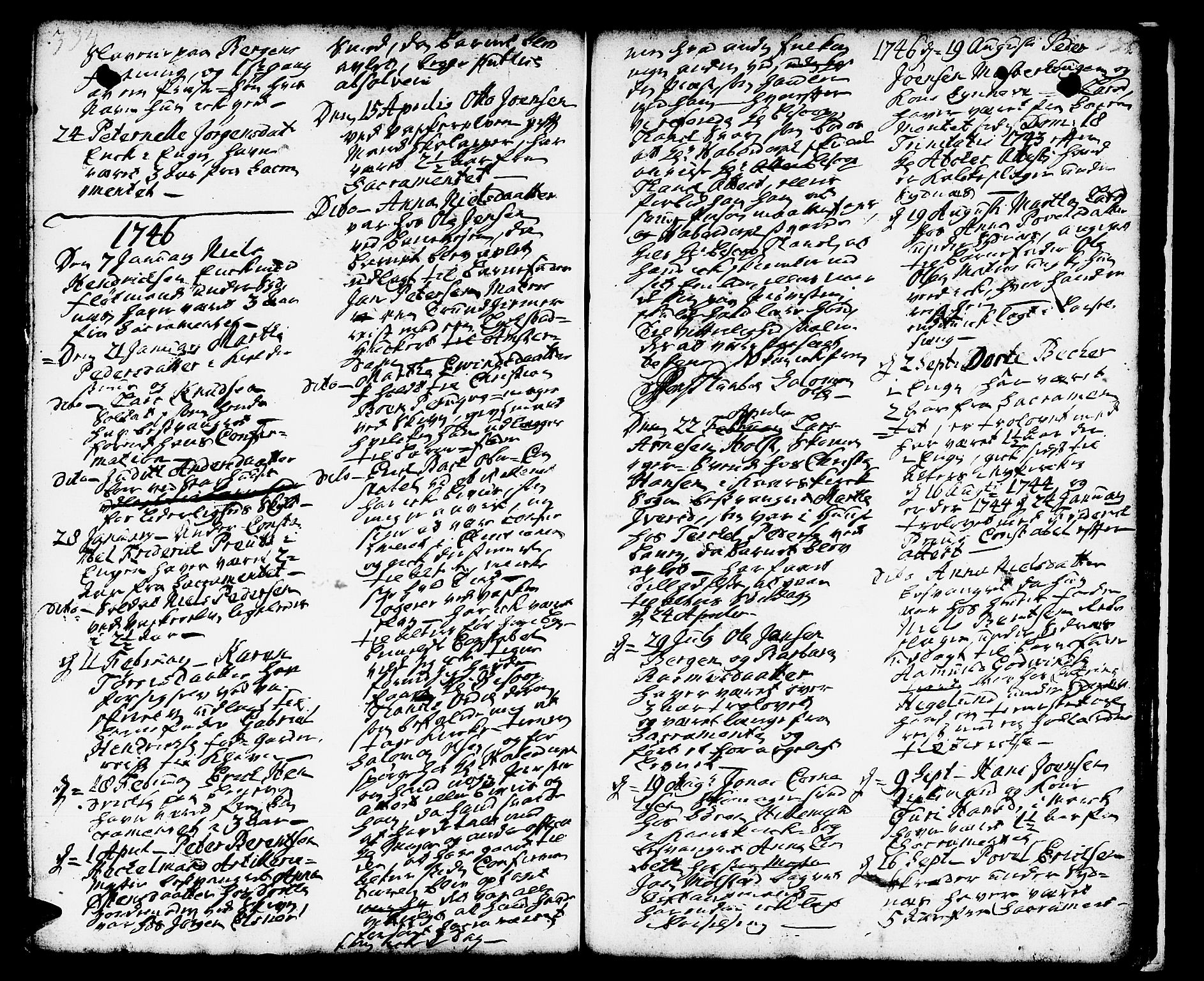 Domkirken sokneprestembete, AV/SAB-A-74801/H/Haa/L0002: Parish register (official) no. A 2, 1733-1750, p. 334-335