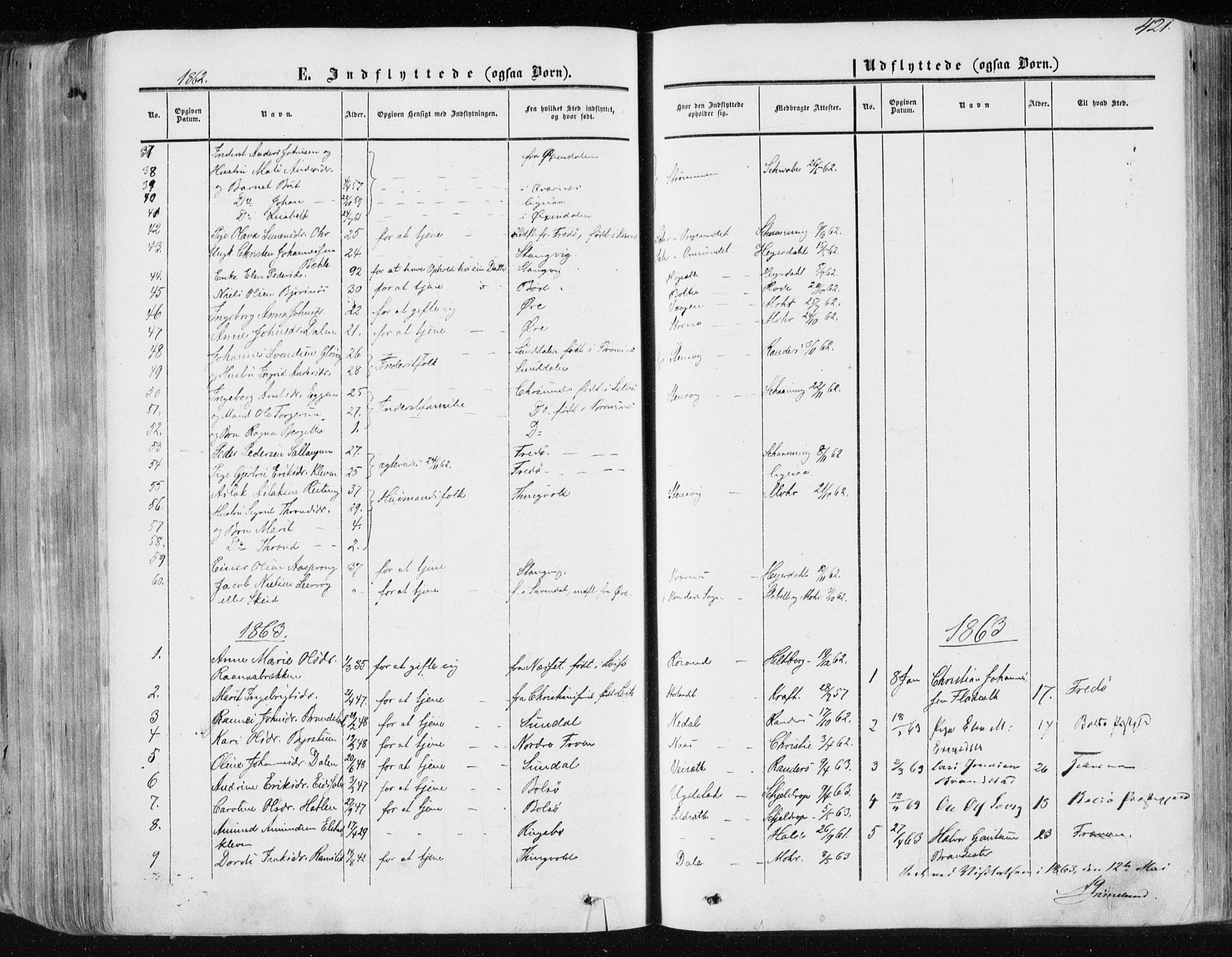 Ministerialprotokoller, klokkerbøker og fødselsregistre - Møre og Romsdal, AV/SAT-A-1454/568/L0804: Parish register (official) no. 568A11, 1854-1868, p. 421