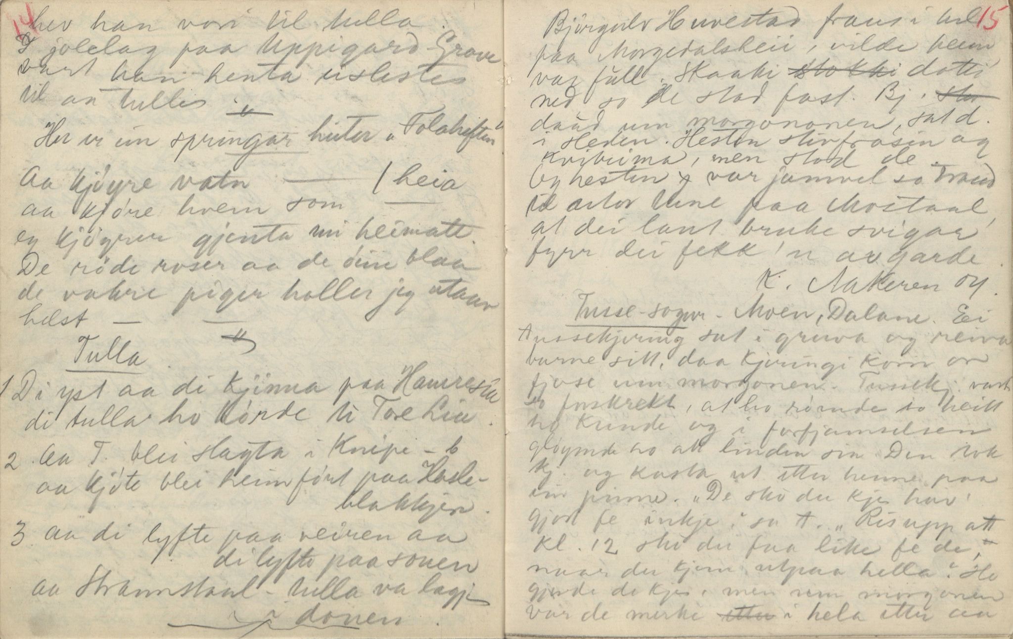 Rikard Berge, TEMU/TGM-A-1003/F/L0004/0002/0004: 101-159 / 102-105 Ymse oppskrifter. Dalane. Gotuholt: loft, klæsask m.m., 1907, p. 14-15
