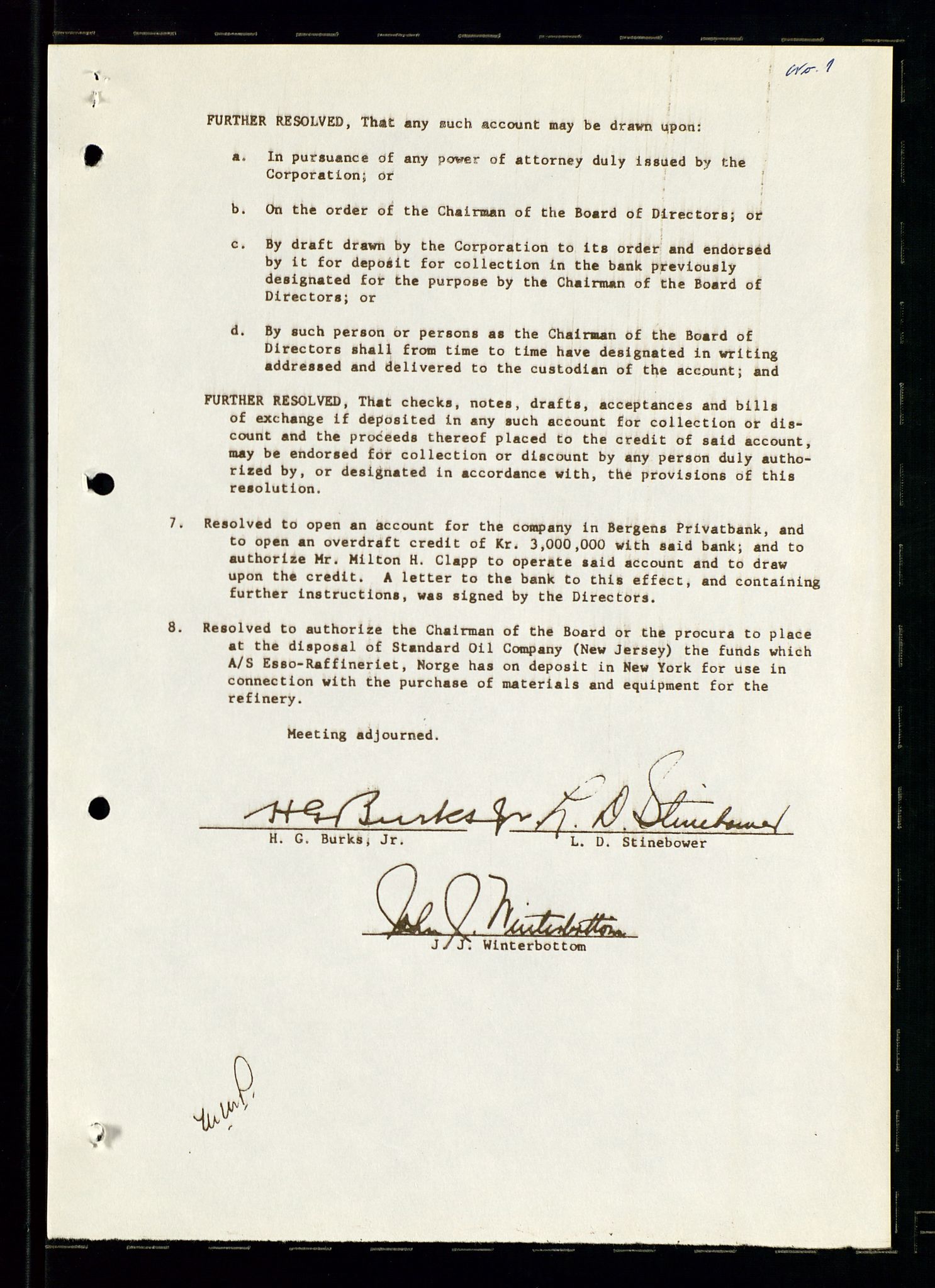 PA 1537 - A/S Essoraffineriet Norge, AV/SAST-A-101957/A/Aa/L0002/0001: Styremøter / Shareholder meetings, Board meeting minutes, 1957-1961, p. 171