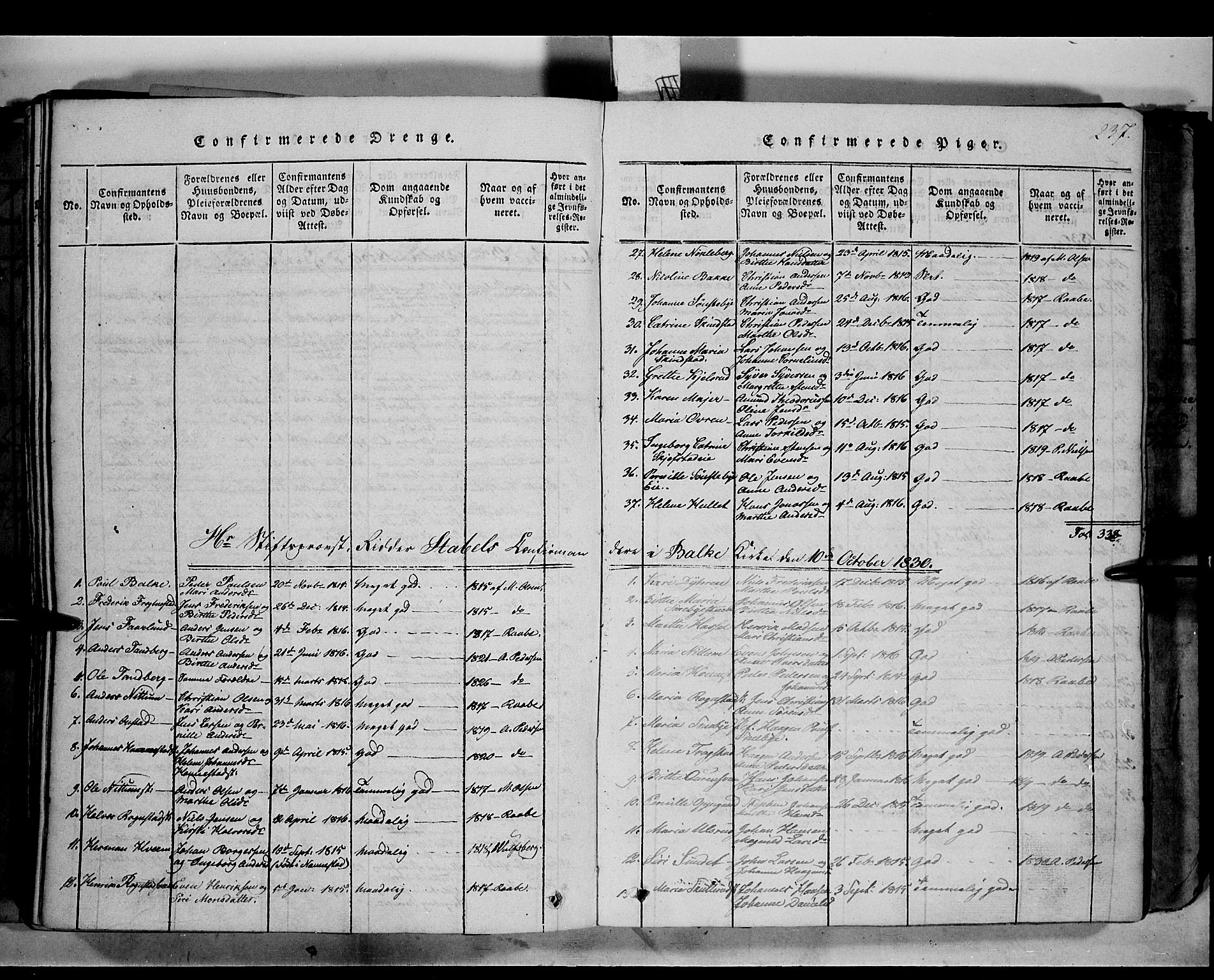 Østre Toten prestekontor, AV/SAH-PREST-104/H/Ha/Haa/L0001: Parish register (official) no. 1, 1828-1839, p. 237