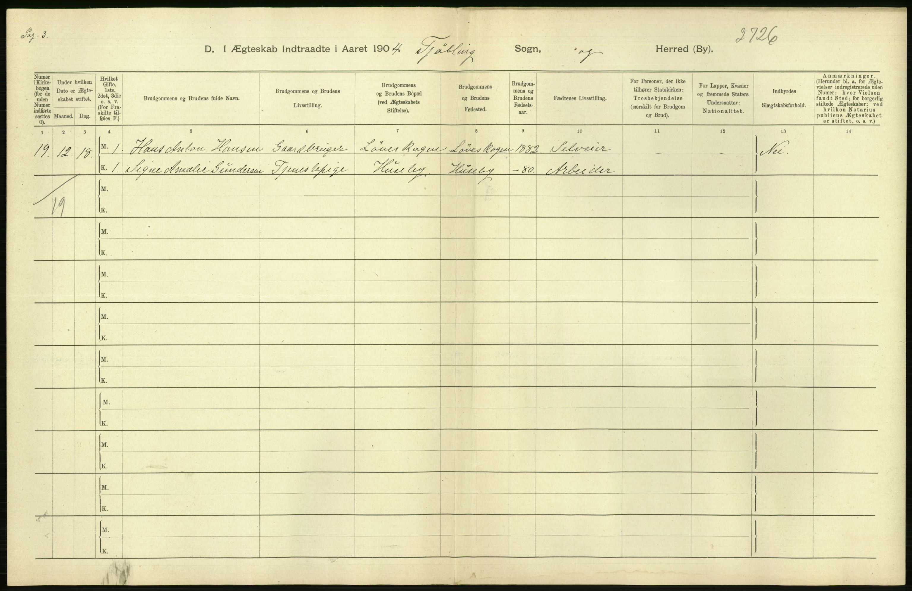 Statistisk sentralbyrå, Sosiodemografiske emner, Befolkning, AV/RA-S-2228/D/Df/Dfa/Dfab/L0008: Jarlsberg og Larvig amt: Fødte, gifte, døde, 1904, p. 400