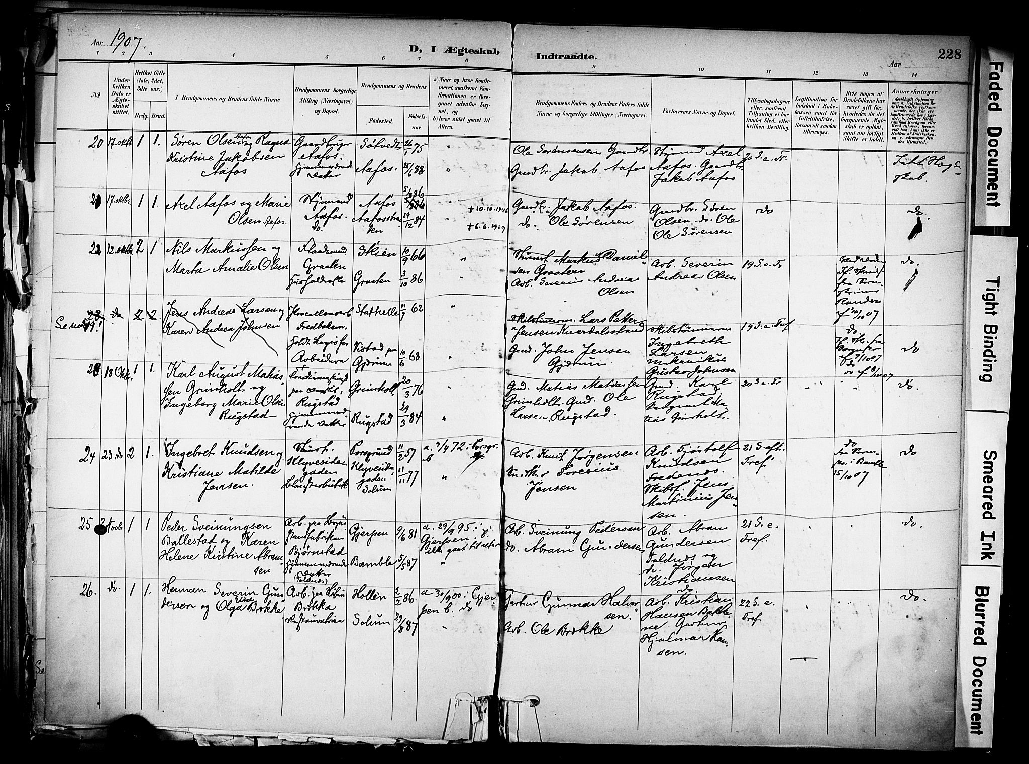 Solum kirkebøker, AV/SAKO-A-306/F/Fa/L0011: Parish register (official) no. I 11, 1898-1909, p. 228