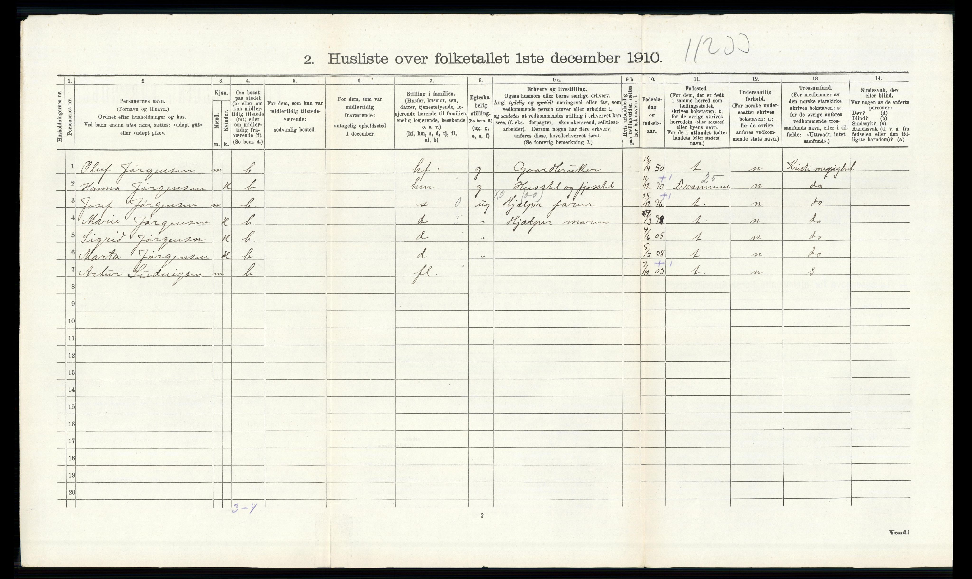 RA, 1910 census for Strømm, 1910, p. 135