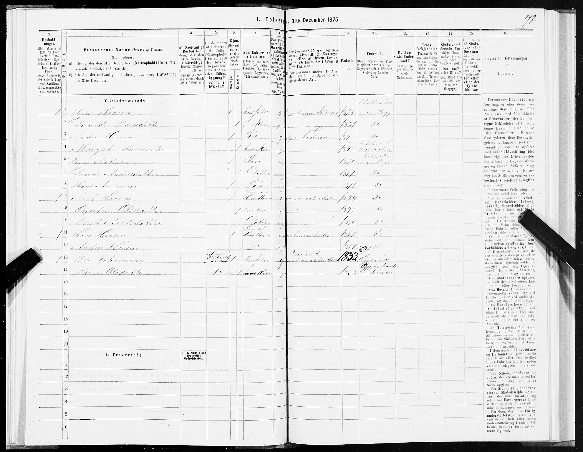 SAT, 1875 census for 1645P Haltdalen, 1875, p. 1078