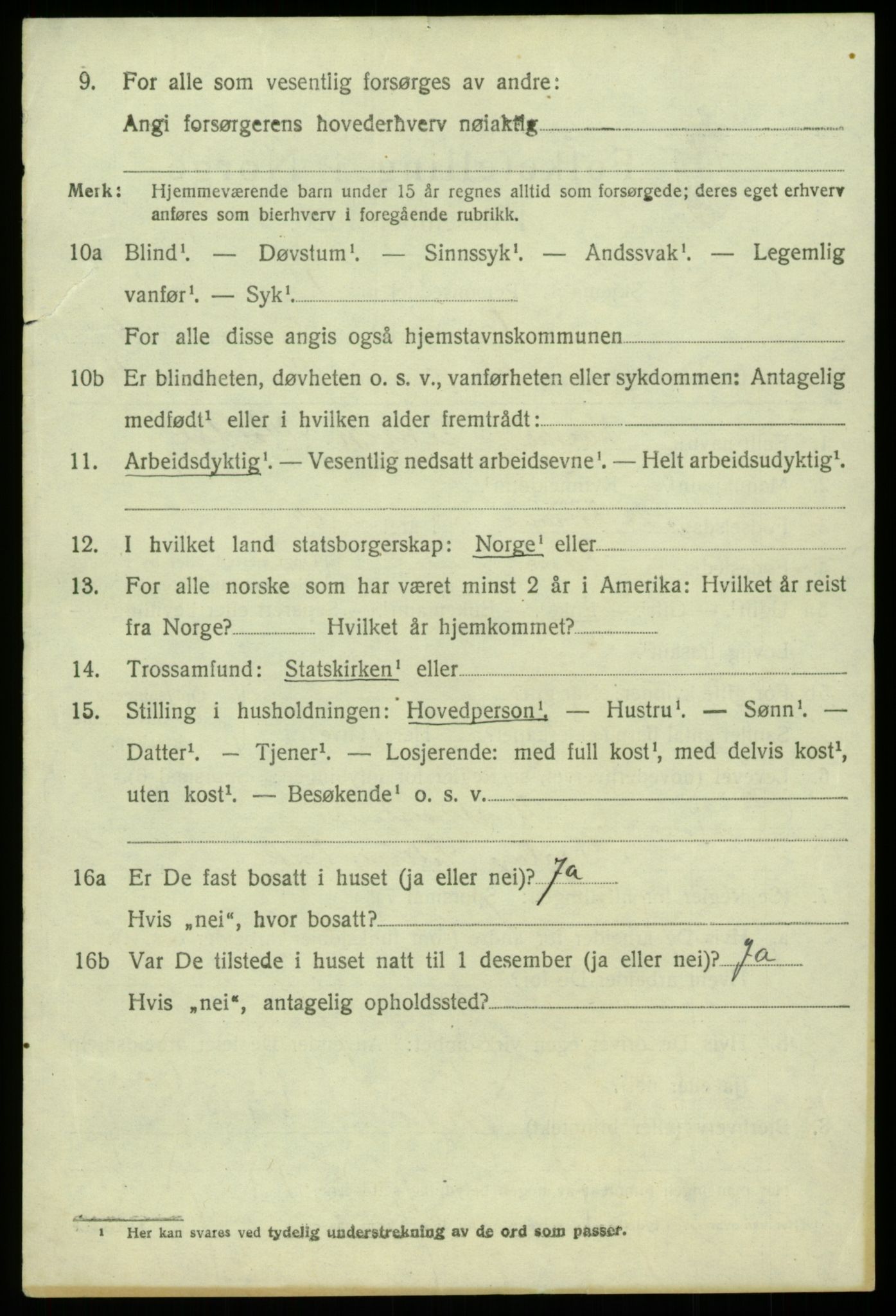 SAB, 1920 census for Os, 1920, p. 5695