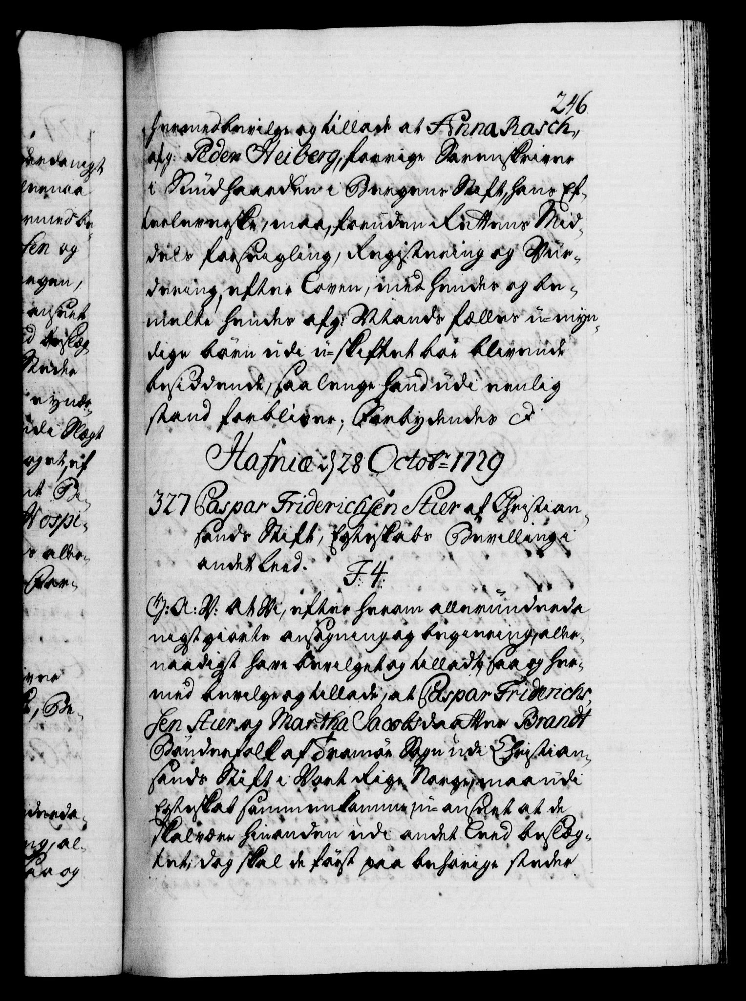 Danske Kanselli 1572-1799, AV/RA-EA-3023/F/Fc/Fca/Fcaa/L0026: Norske registre, 1729-1730, p. 246a