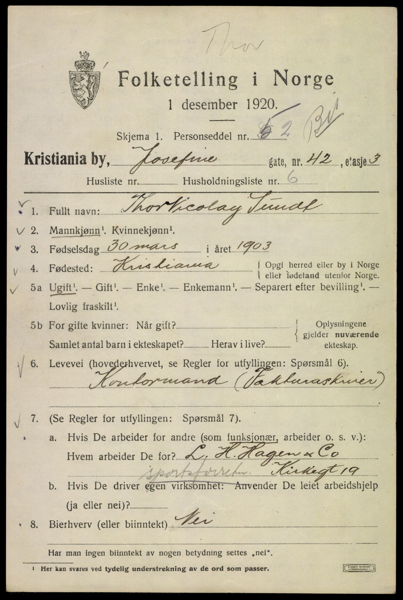 SAO, 1920 census for Kristiania, 1920, p. 325335