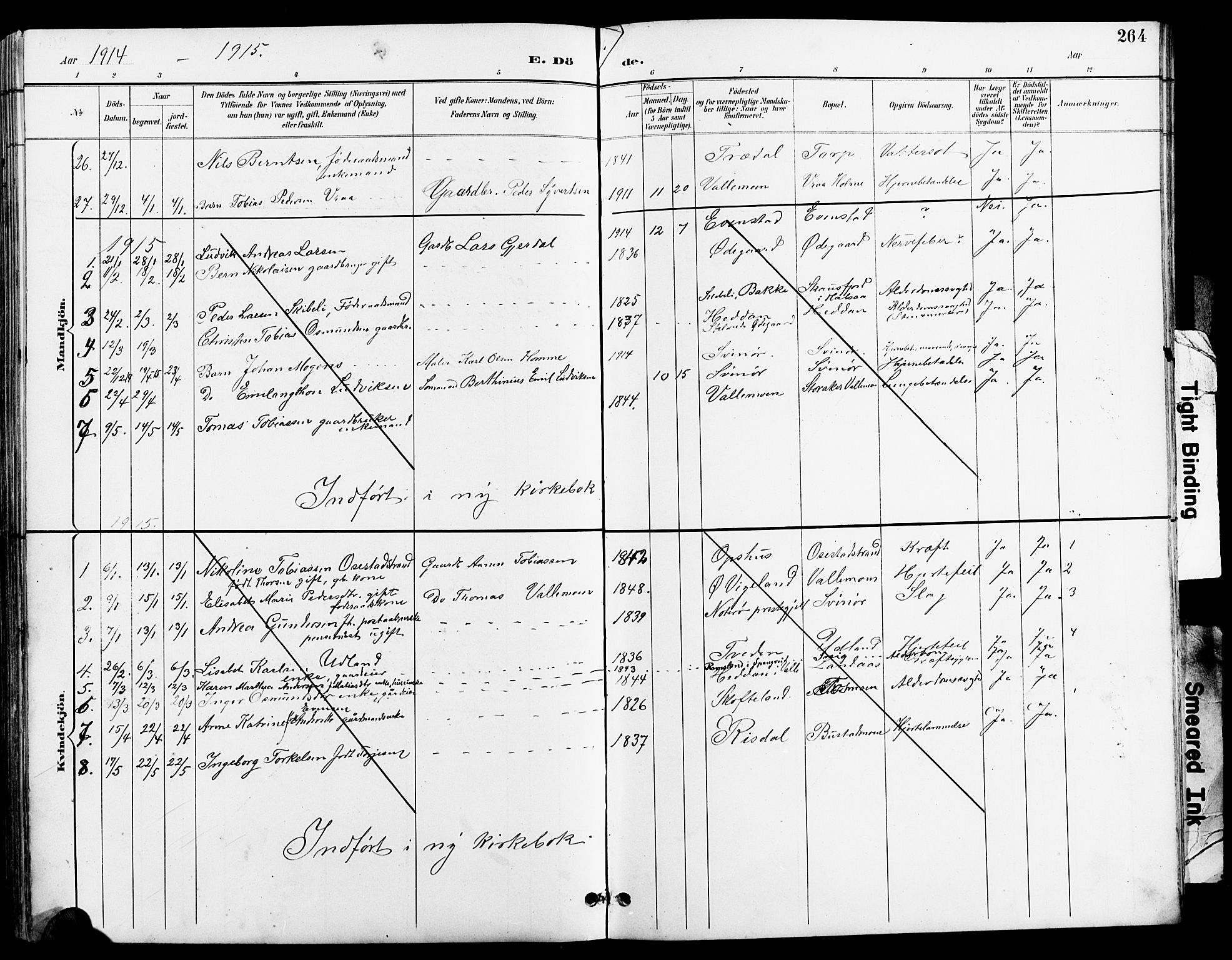 Sør-Audnedal sokneprestkontor, AV/SAK-1111-0039/F/Fb/Fbb/L0006: Parish register (copy) no. B 6, 1893-1915, p. 264