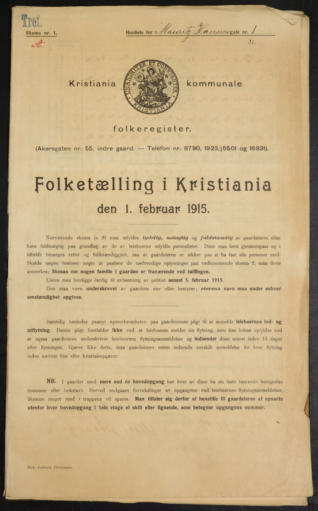 OBA, Municipal Census 1915 for Kristiania, 1915, p. 64260