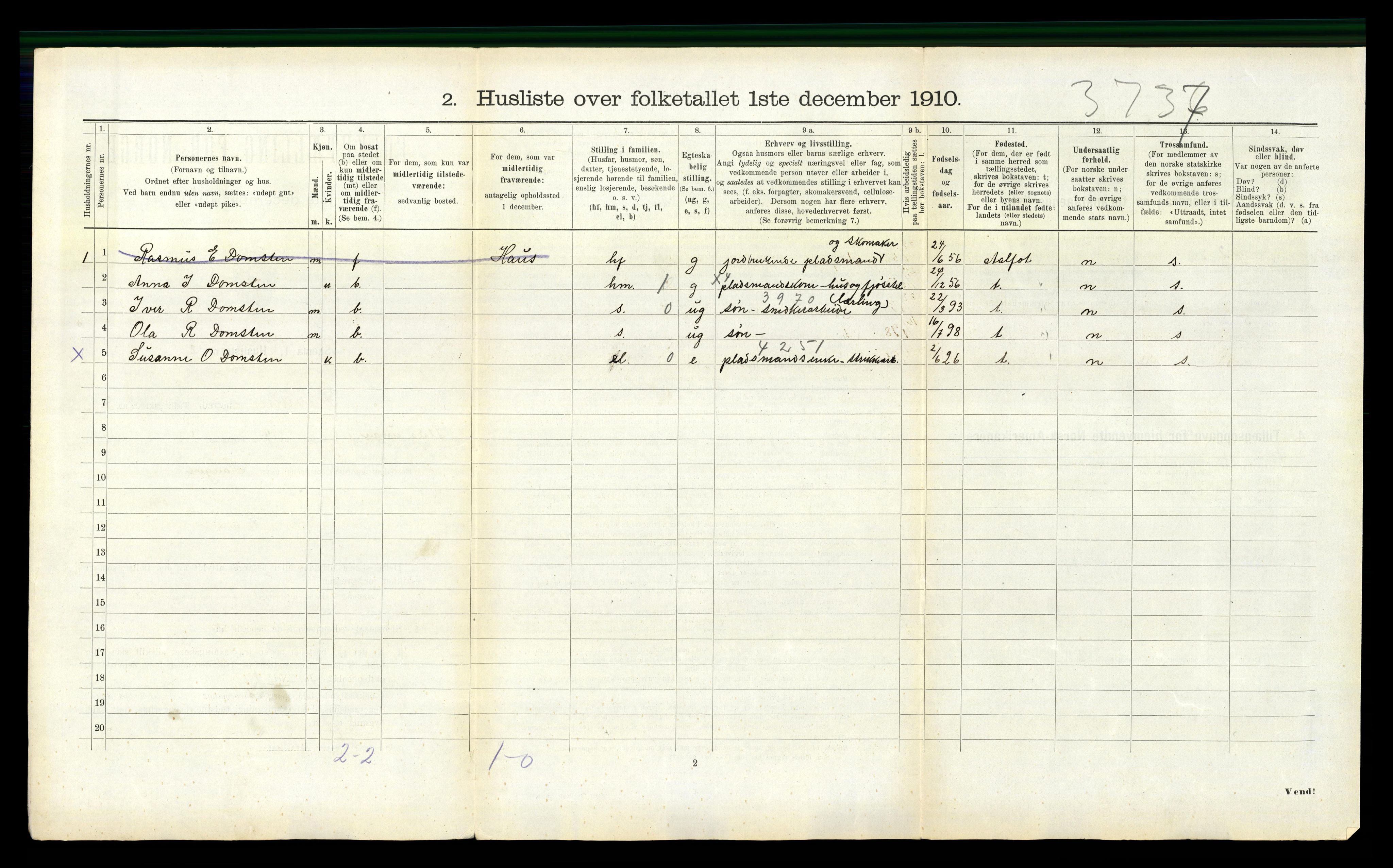 RA, 1910 census for Davik, 1910, p. 167