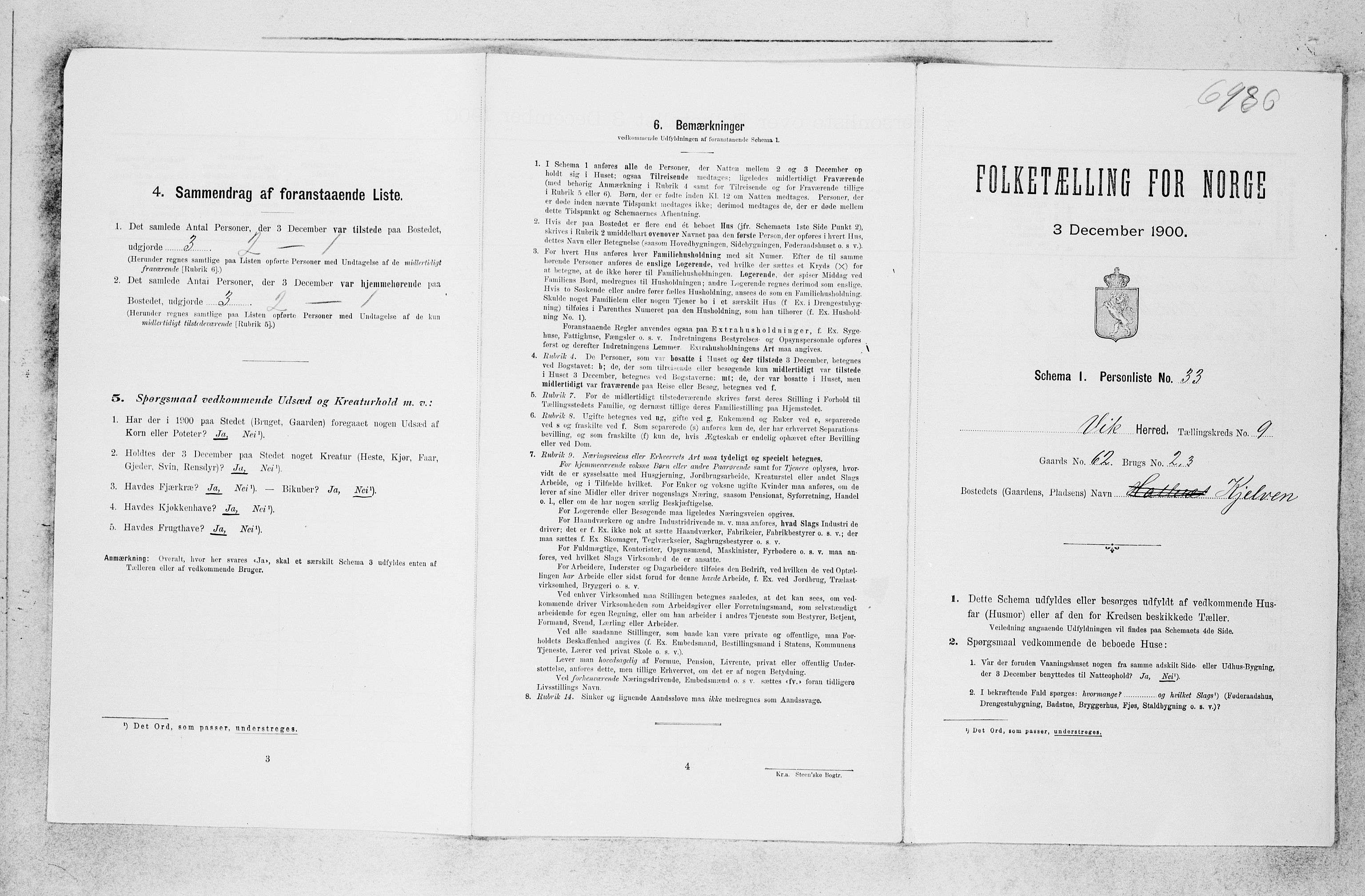 SAB, 1900 census for Vik, 1900, p. 988