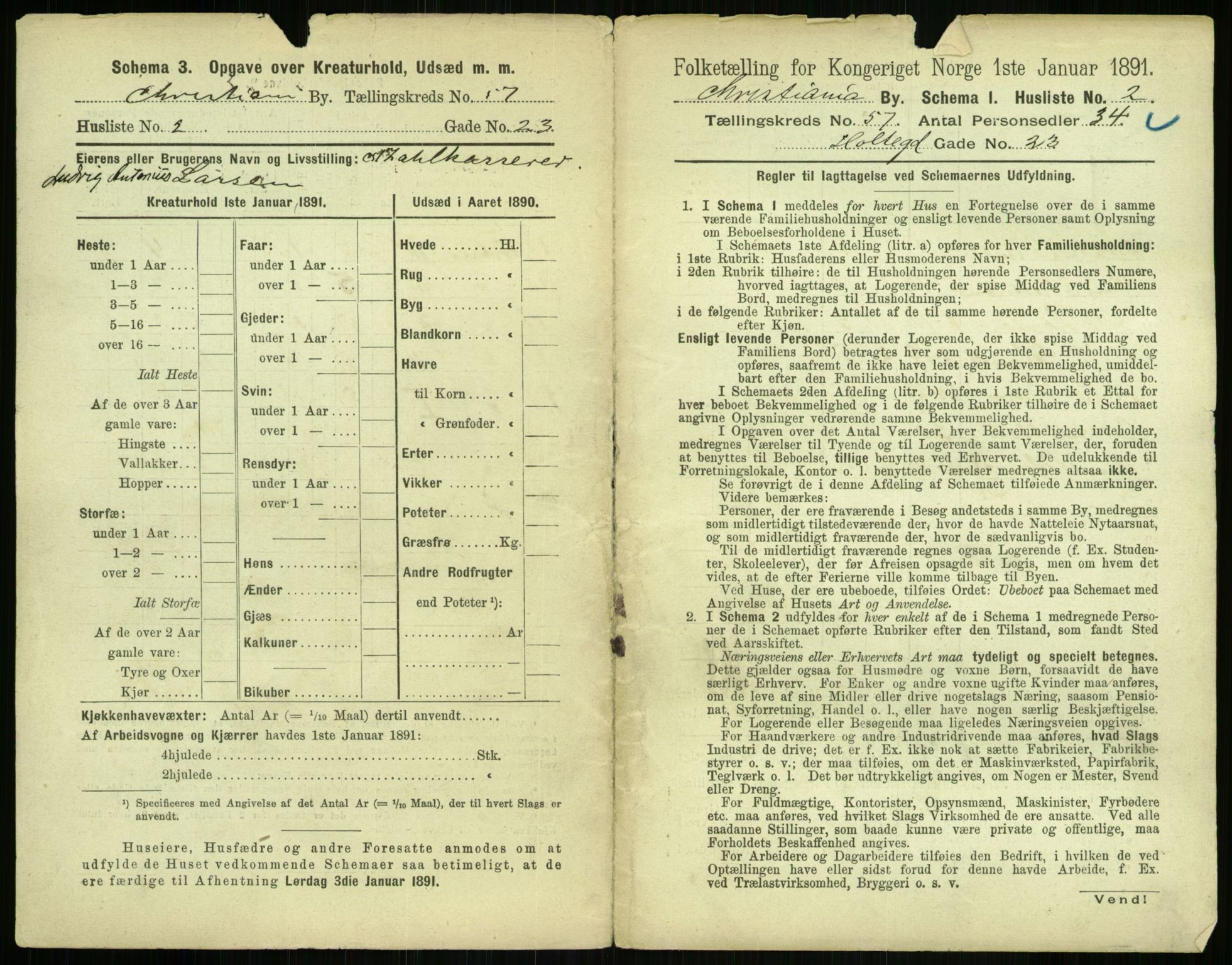 RA, 1891 census for 0301 Kristiania, 1891, p. 30420