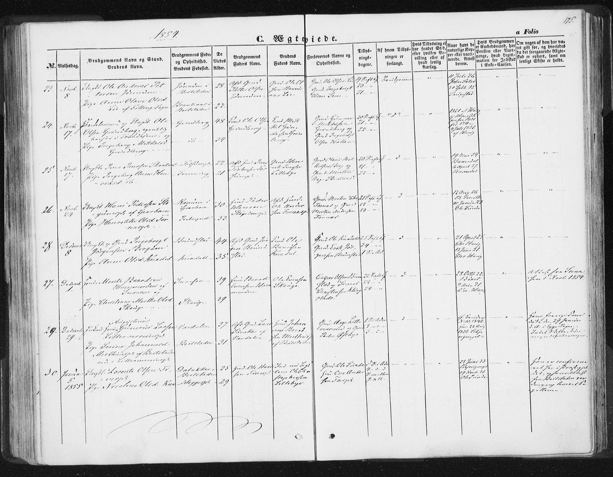 Ministerialprotokoller, klokkerbøker og fødselsregistre - Nord-Trøndelag, AV/SAT-A-1458/746/L0446: Parish register (official) no. 746A05, 1846-1859, p. 175