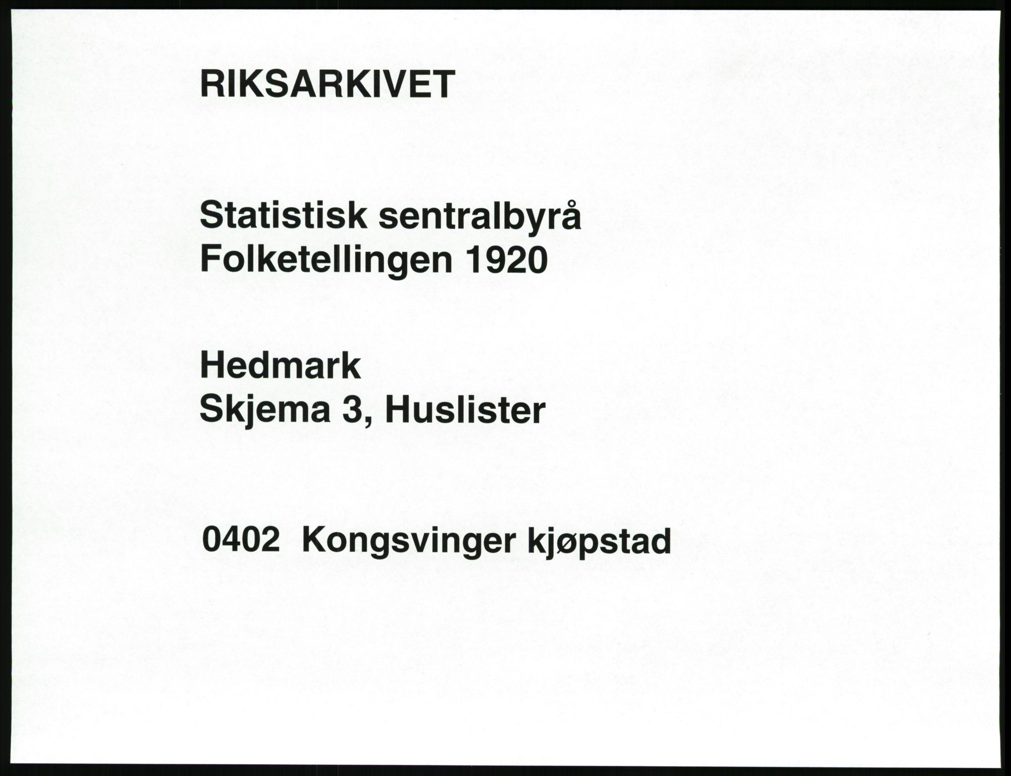 SAH, 1920 census for Kongsvinger, 1920, p. 15