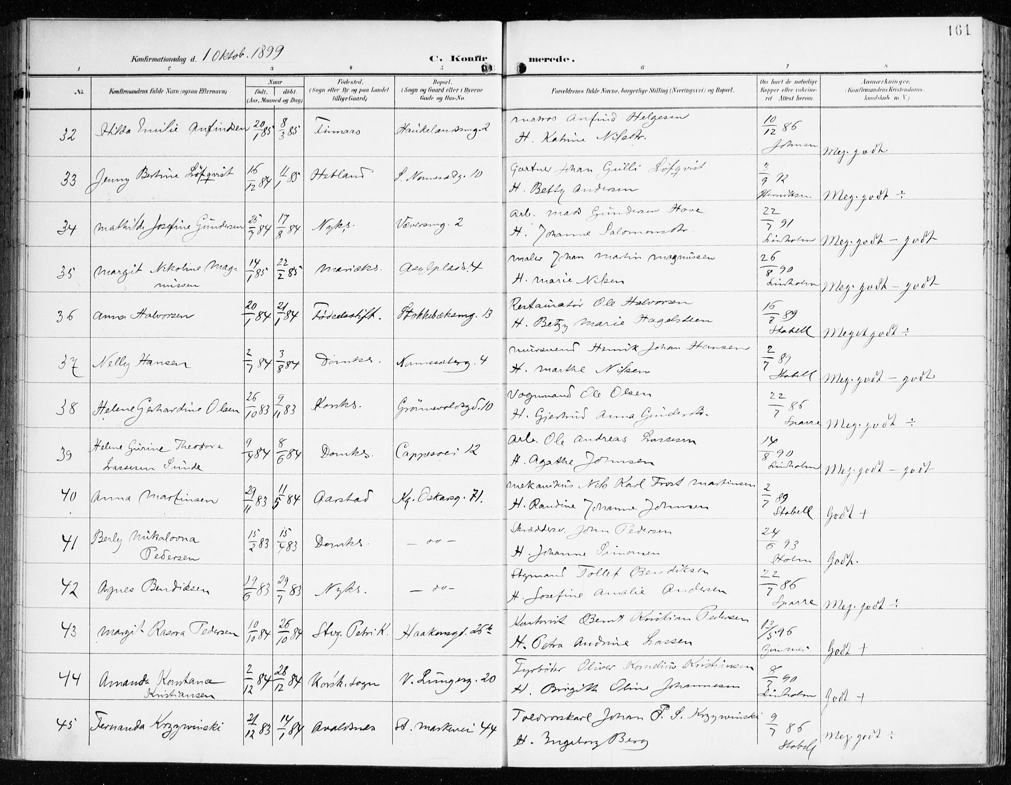 Domkirken sokneprestembete, SAB/A-74801/H/Haa/L0031: Parish register (official) no. C 6, 1898-1915, p. 161