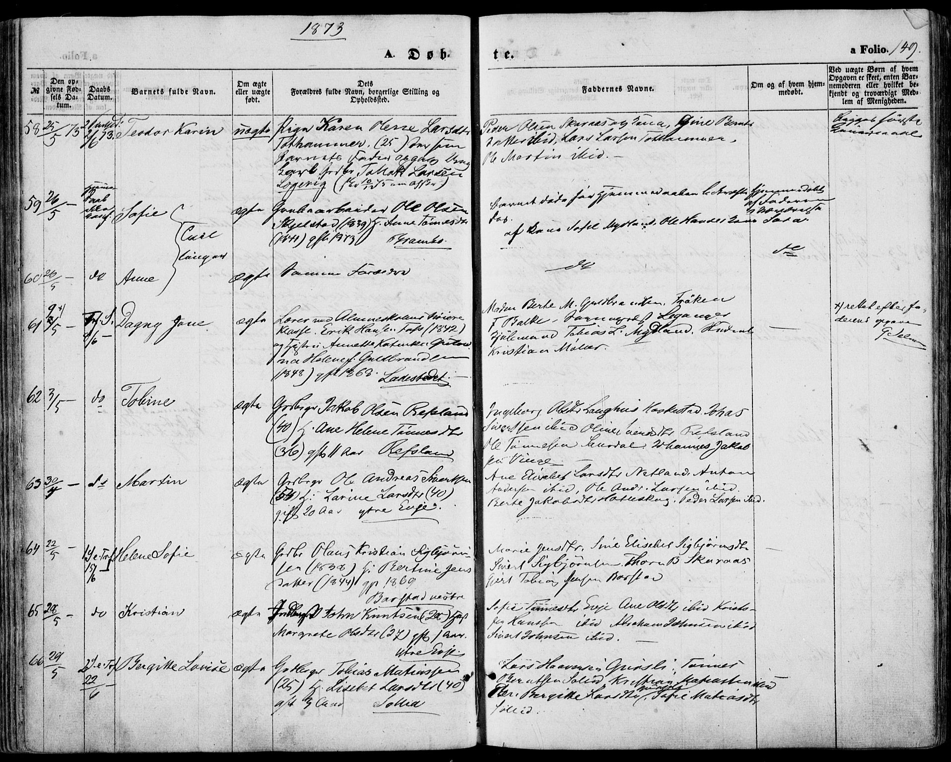 Sokndal sokneprestkontor, AV/SAST-A-101808: Parish register (official) no. A 9, 1857-1874, p. 149