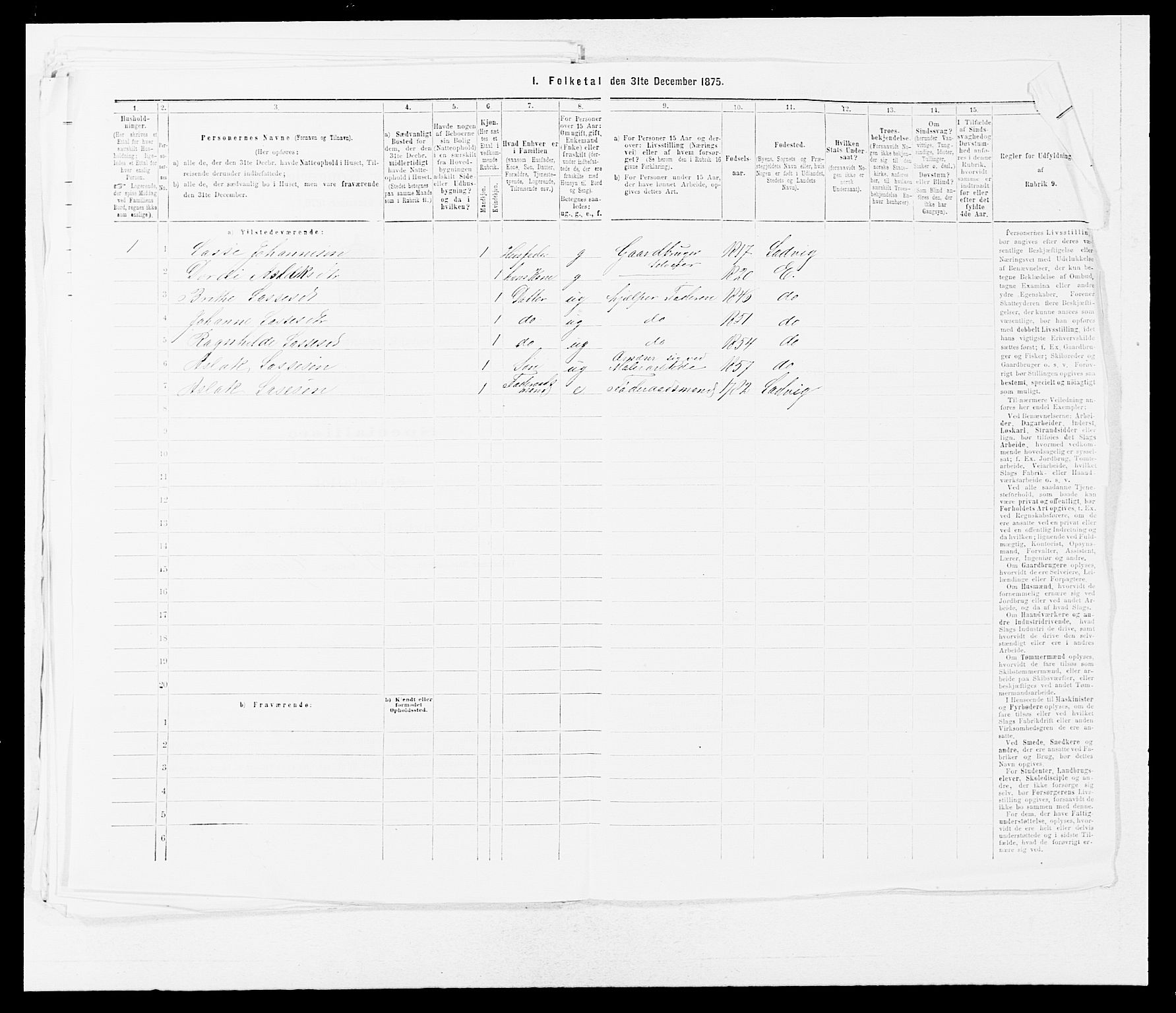 SAB, 1875 census for 1411P Eivindvik, 1875, p. 433