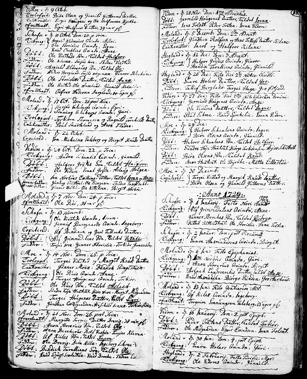 Fyresdal kirkebøker, SAKO/A-263/F/Fa/L0001: Parish register (official) no. I 1, 1724-1748, p. 15