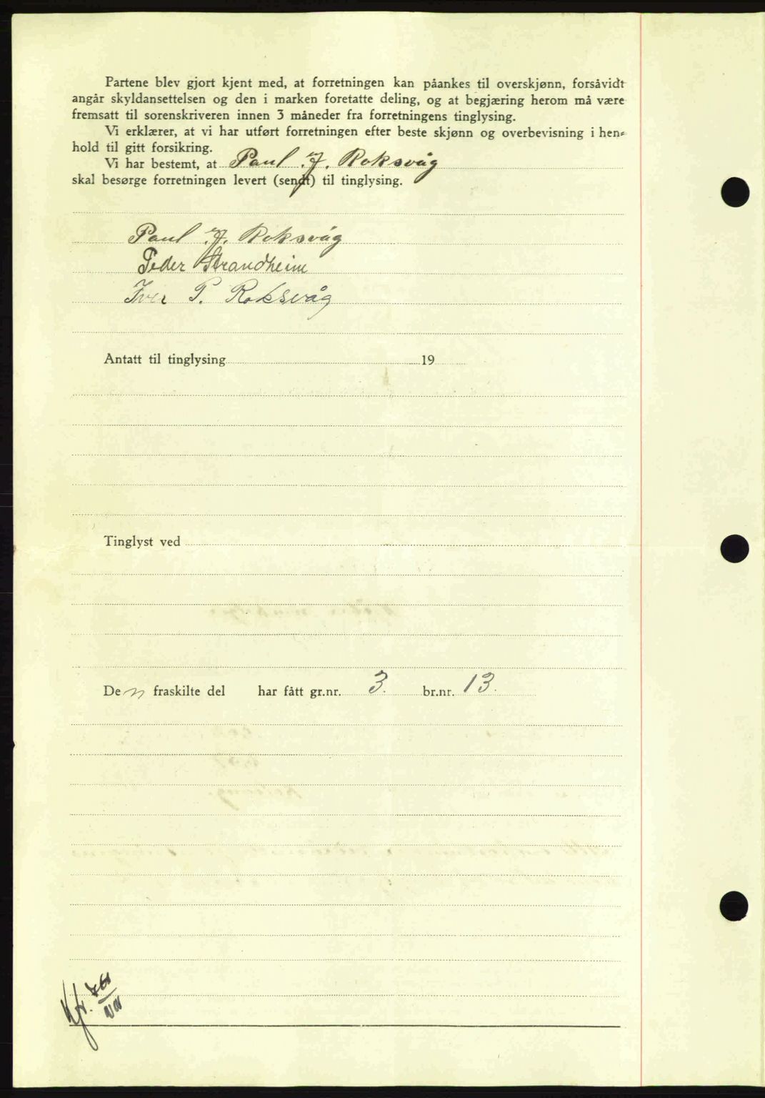 Nordmøre sorenskriveri, AV/SAT-A-4132/1/2/2Ca: Mortgage book no. A93, 1942-1942, Diary no: : 2544/1942