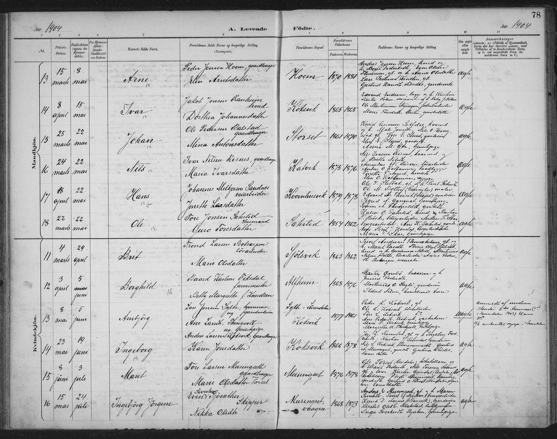 Ministerialprotokoller, klokkerbøker og fødselsregistre - Møre og Romsdal, AV/SAT-A-1454/586/L0988: Parish register (official) no. 586A14, 1893-1905, p. 78