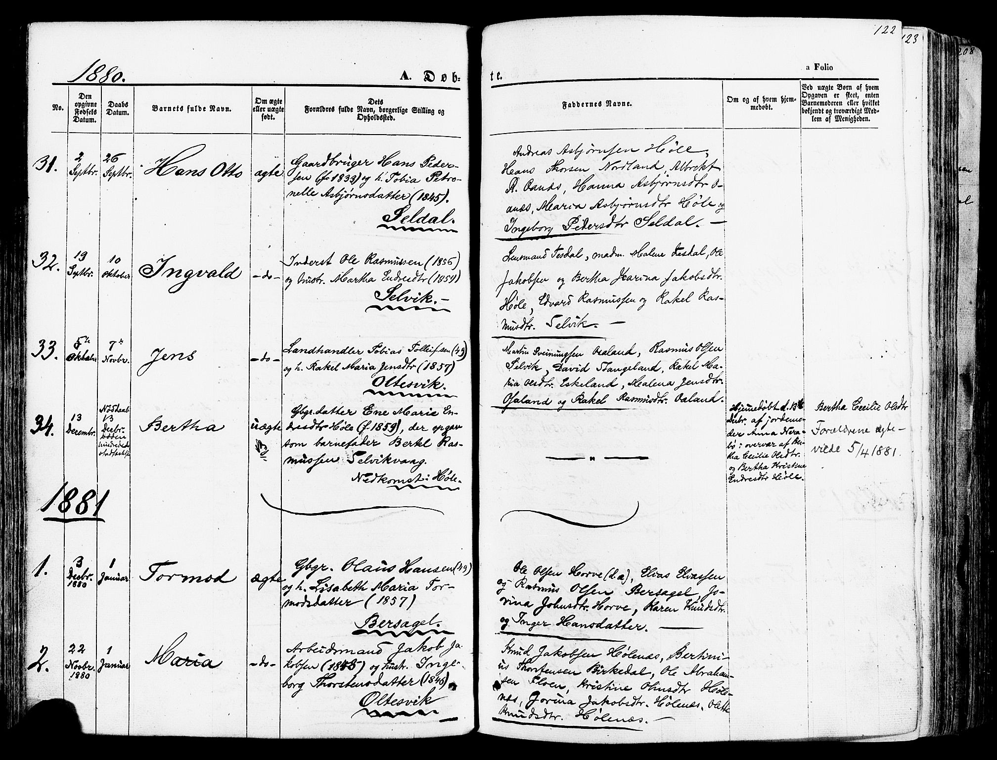 Høgsfjord sokneprestkontor, SAST/A-101624/H/Ha/Haa/L0002: Parish register (official) no. A 2, 1855-1885, p. 122
