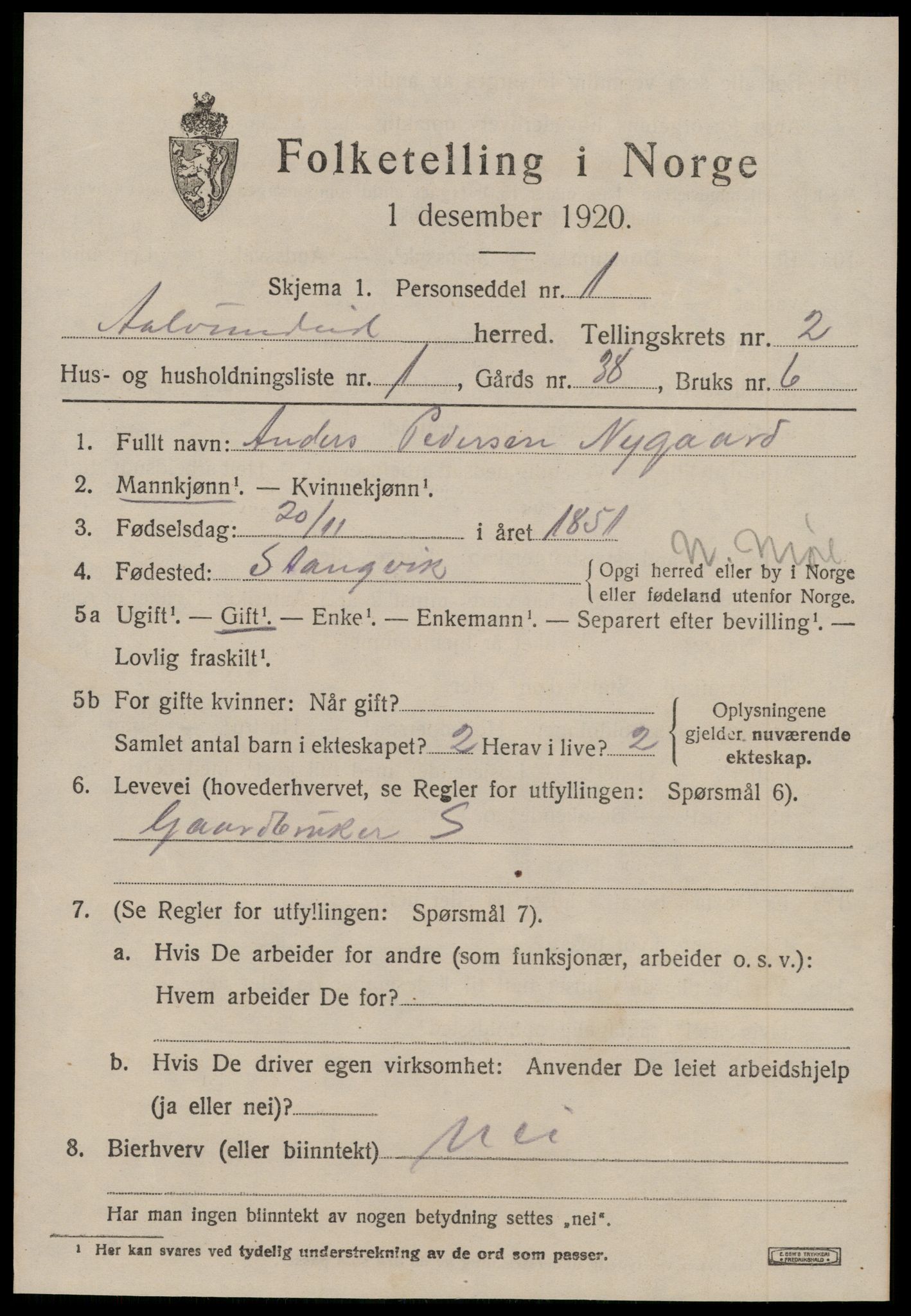 SAT, 1920 census for Ålvundeid, 1920, p. 514
