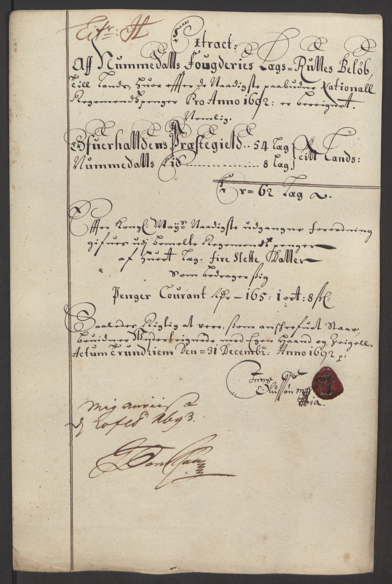 Rentekammeret inntil 1814, Reviderte regnskaper, Fogderegnskap, RA/EA-4092/R64/L4424: Fogderegnskap Namdal, 1692-1695, p. 50