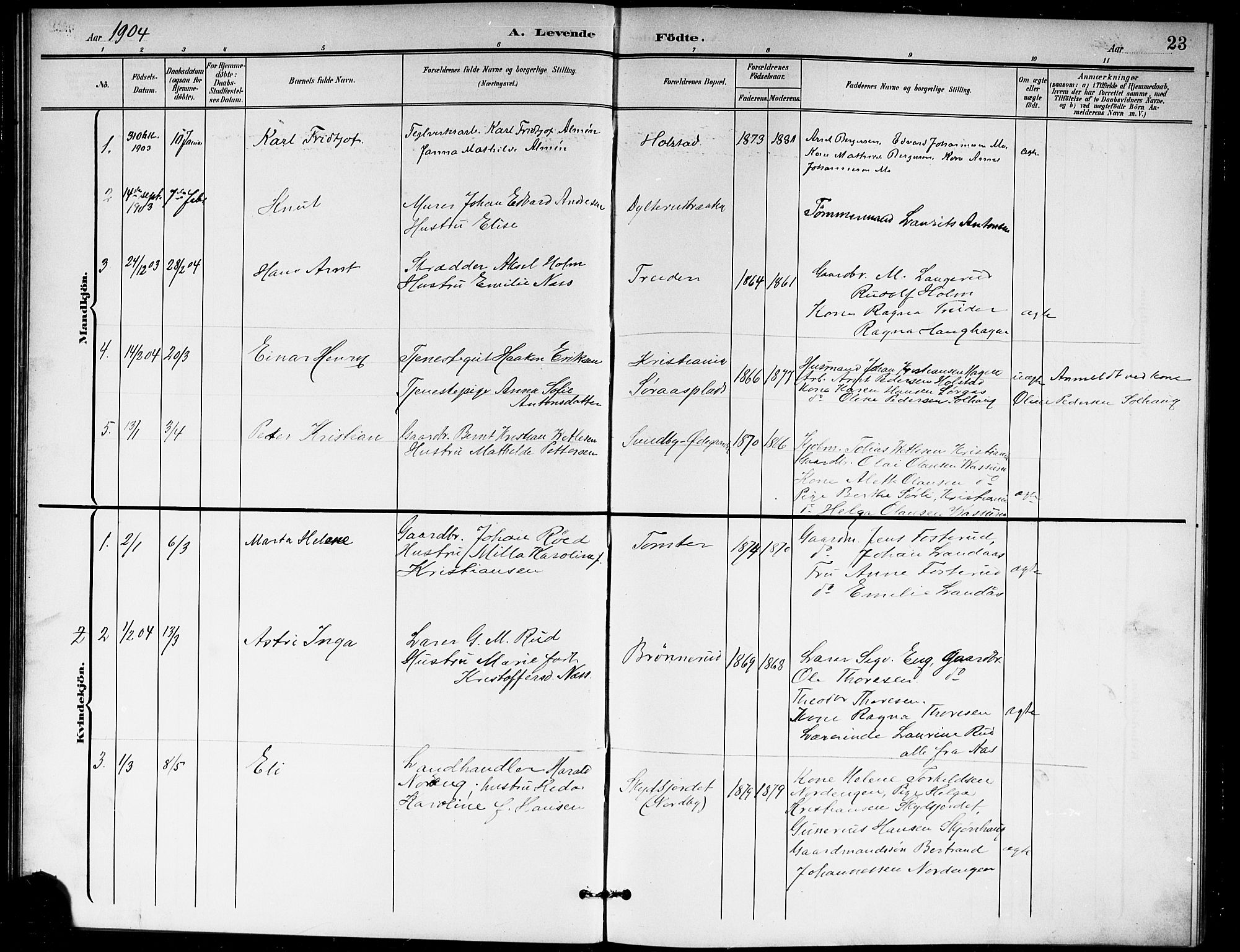 Ås prestekontor Kirkebøker, AV/SAO-A-10894/G/Ga/L0004: Parish register (copy) no. I 4, 1901-1915, p. 23