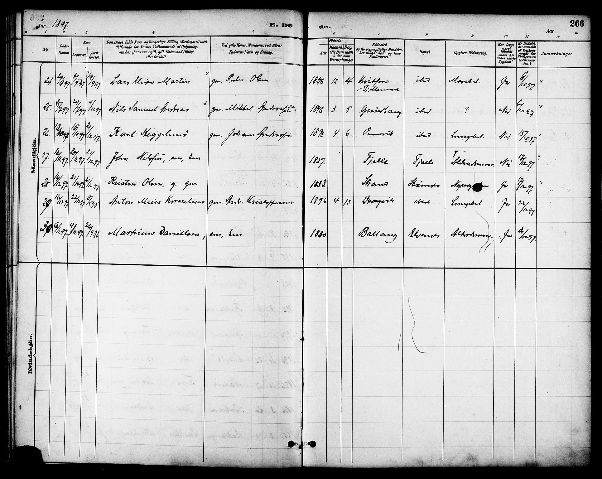 Ministerialprotokoller, klokkerbøker og fødselsregistre - Nordland, AV/SAT-A-1459/863/L0898: Parish register (official) no. 863A10, 1886-1897, p. 266