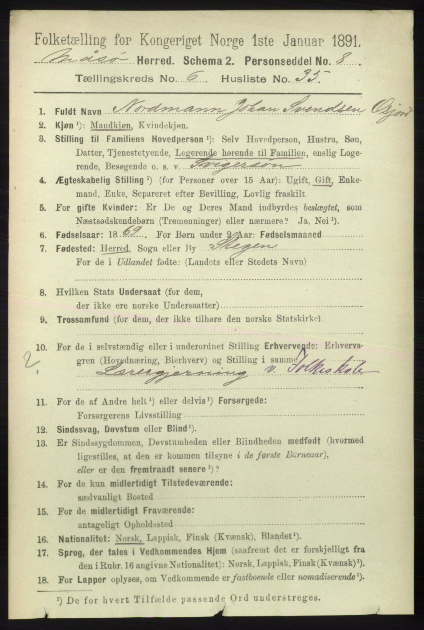 RA, 1891 census for 2018 Måsøy, 1891, p. 1327