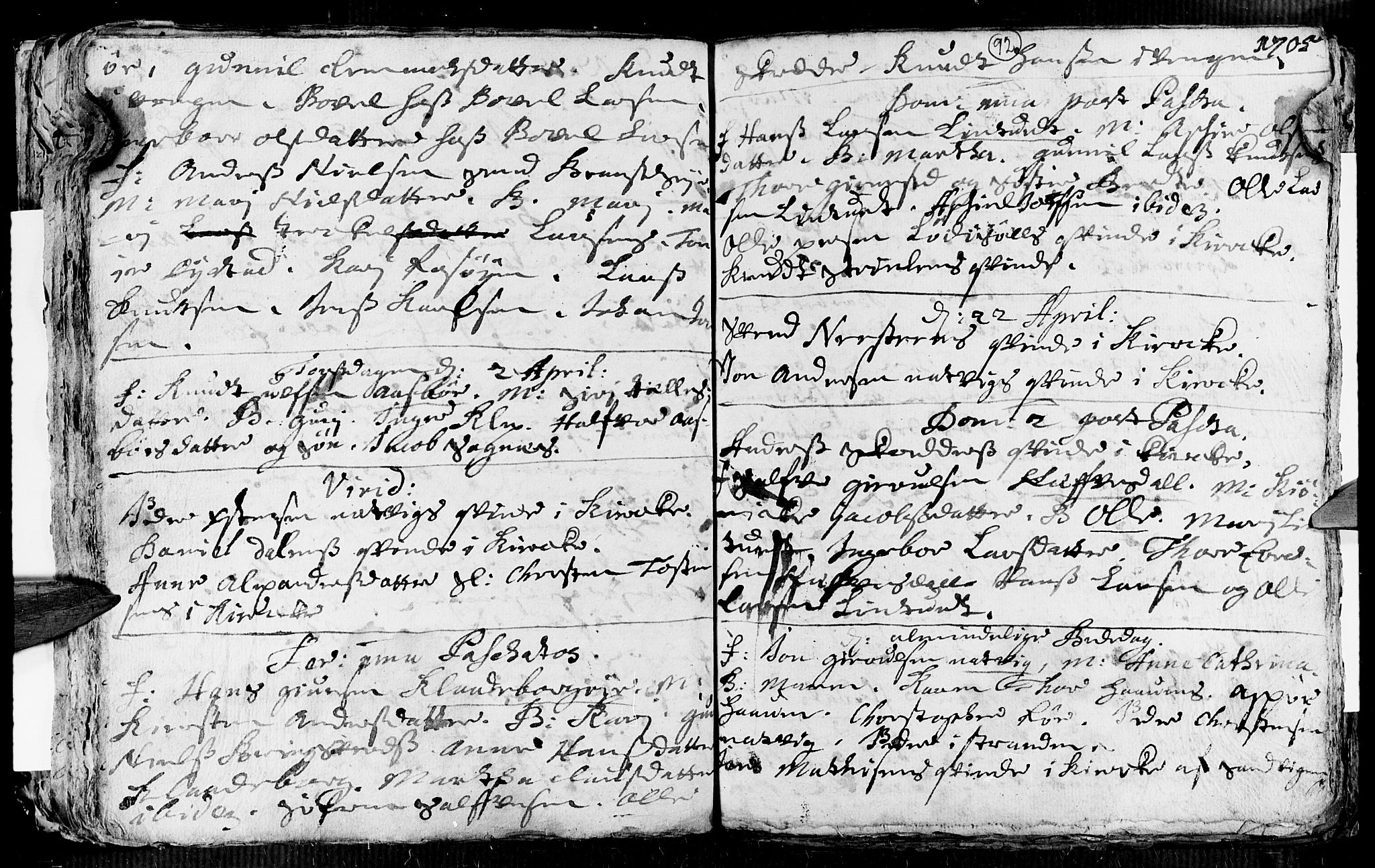 Øyestad sokneprestkontor, AV/SAK-1111-0049/F/Fa/L0002: Parish register (official) no. A 2, 1692-1722, p. 92