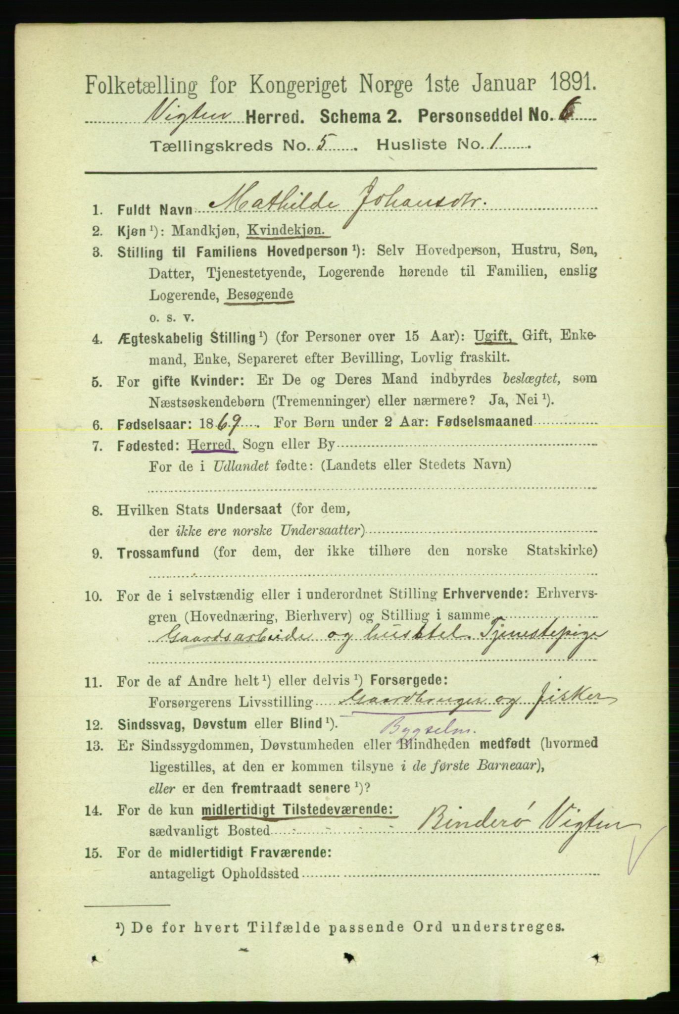 RA, 1891 census for 1750 Vikna, 1891, p. 2847