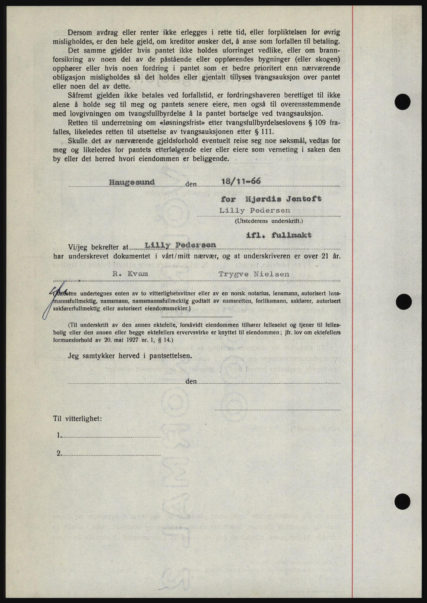 Haugesund tingrett, SAST/A-101415/01/II/IIC/L0056: Mortgage book no. B 56, 1966-1967, Diary no: : 2519/1966