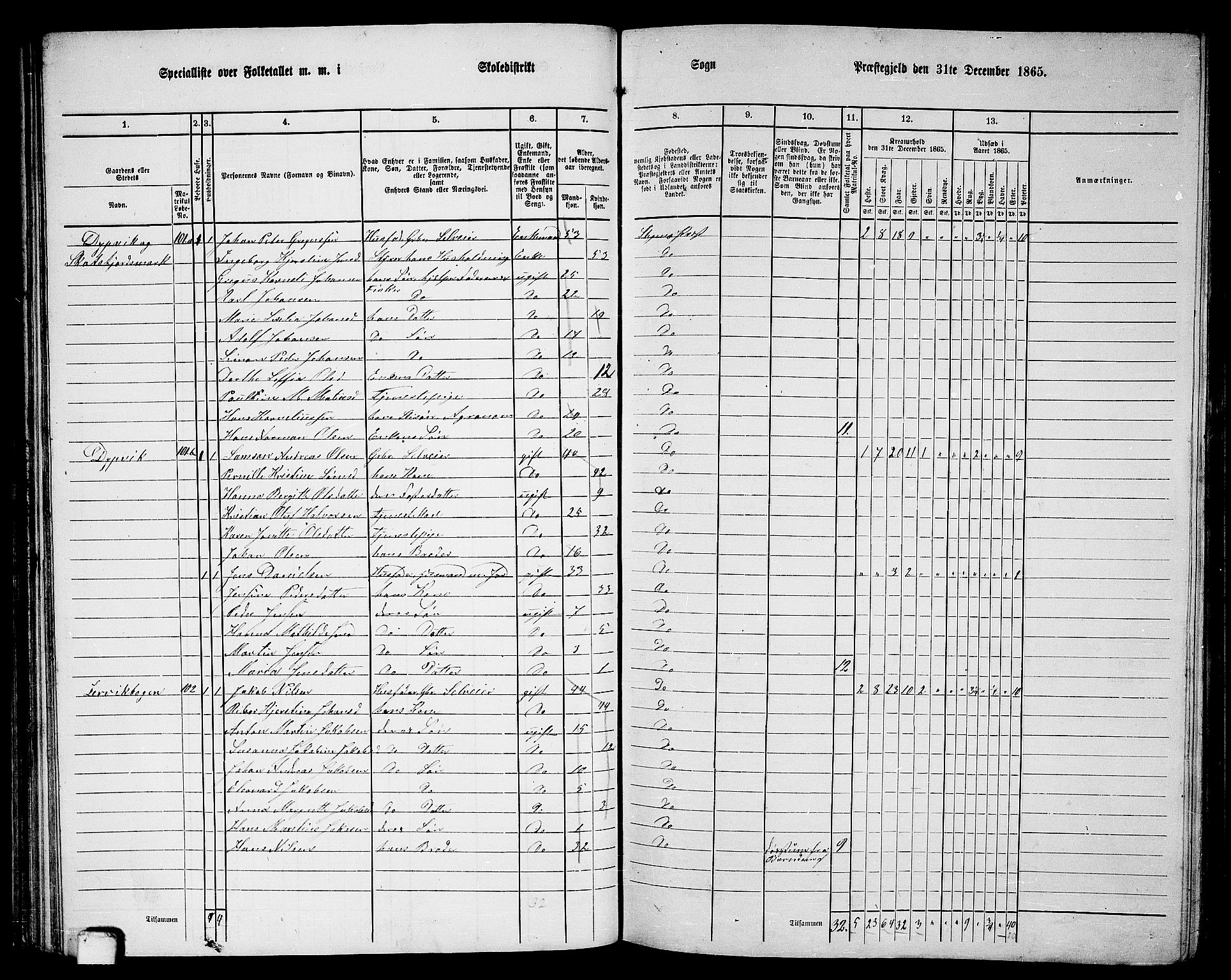 RA, 1865 census for Steigen, 1865, p. 53