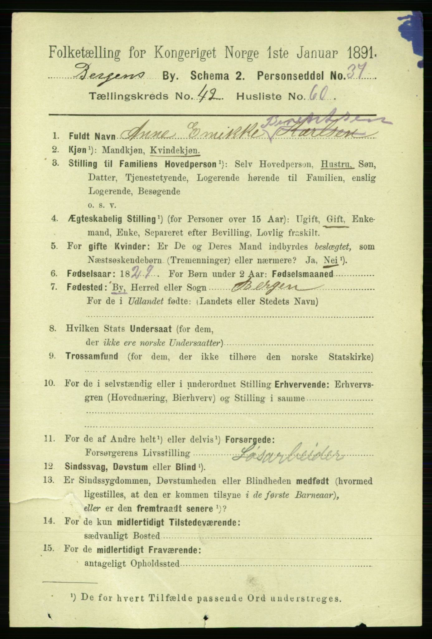 RA, 1891 Census for 1301 Bergen, 1891, p. 50880